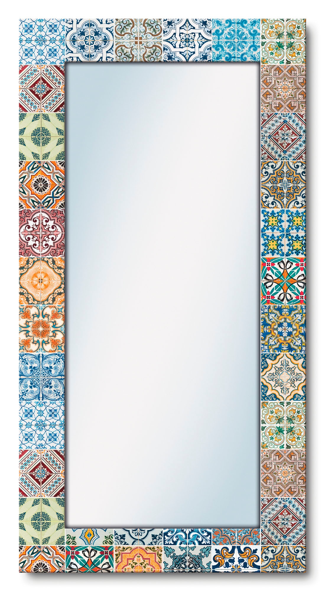 Artland Dekospiegel »Gemusterte Keramikfliesen«, gerahmter Ganzkörperspiegel, Wandspiegel, mit Motivrahmen, Landhaus