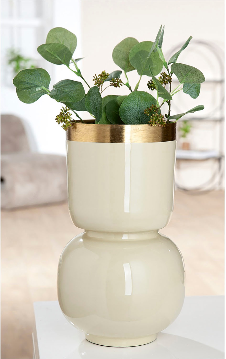GILDE Tischvase »Vase Roro mit Goldfarbenrand«, (1 St.)