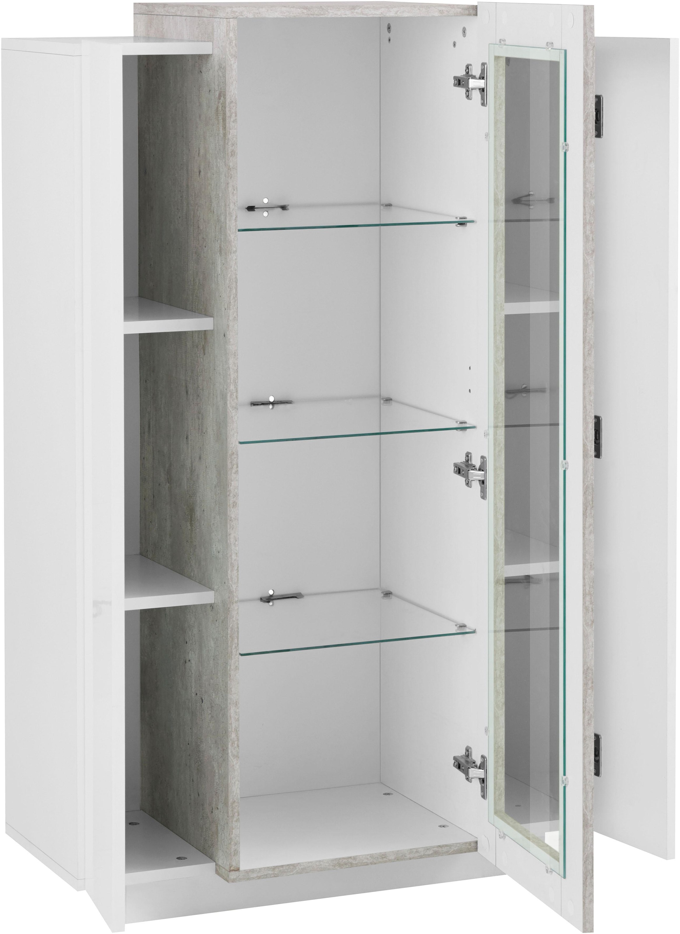 INOSIGN Vitrine »Coro, Vitrine, Glasvitrine, Vitrinenschrank, Stauraumvitrine«, 3 Türen davon 1 Glastür,9 Fächer, Doppeltiefe, Höhe 120,5