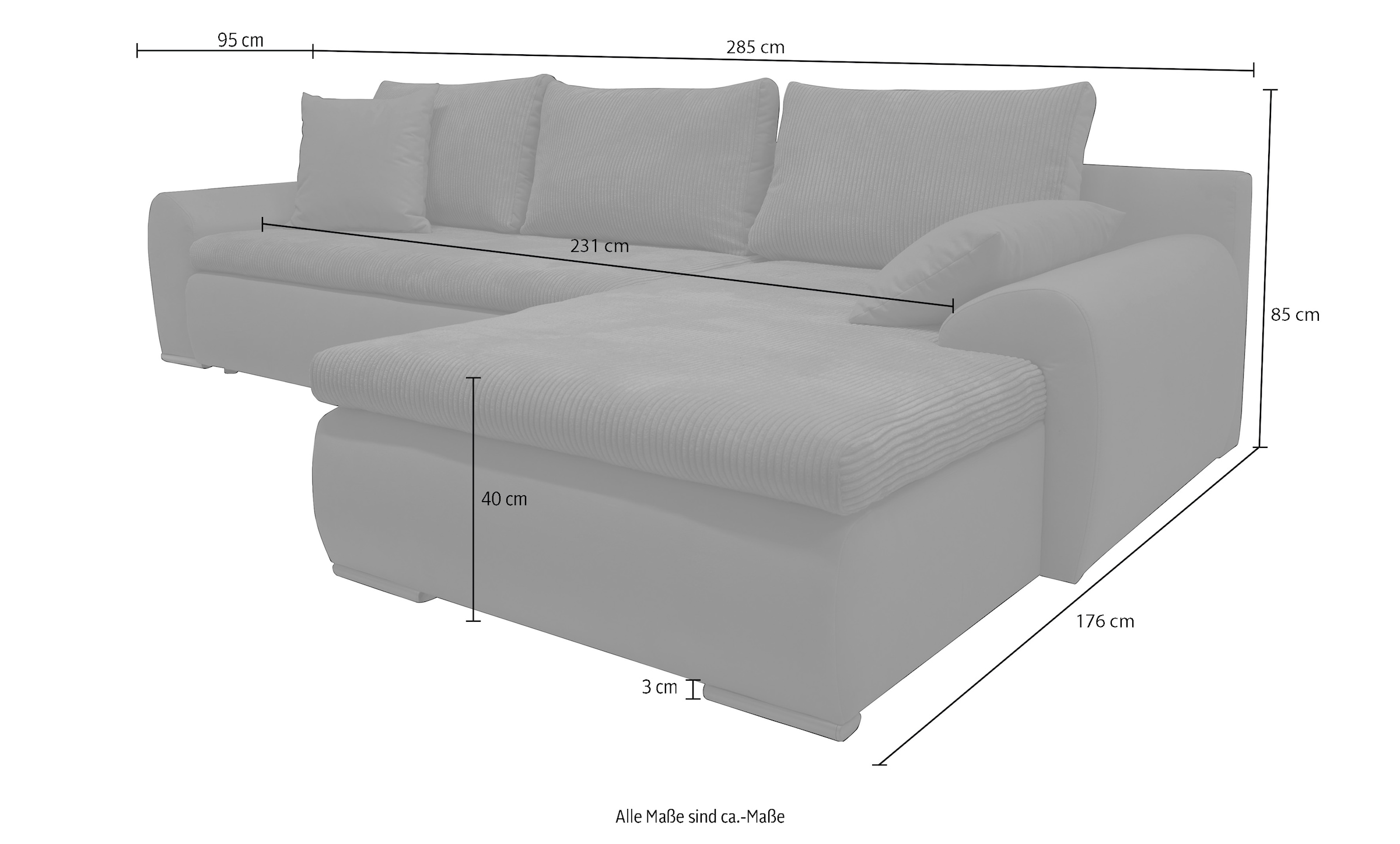 Home affaire Ecksofa Win L-Form, wahlweise mit Bettfunktion und Bettkasten