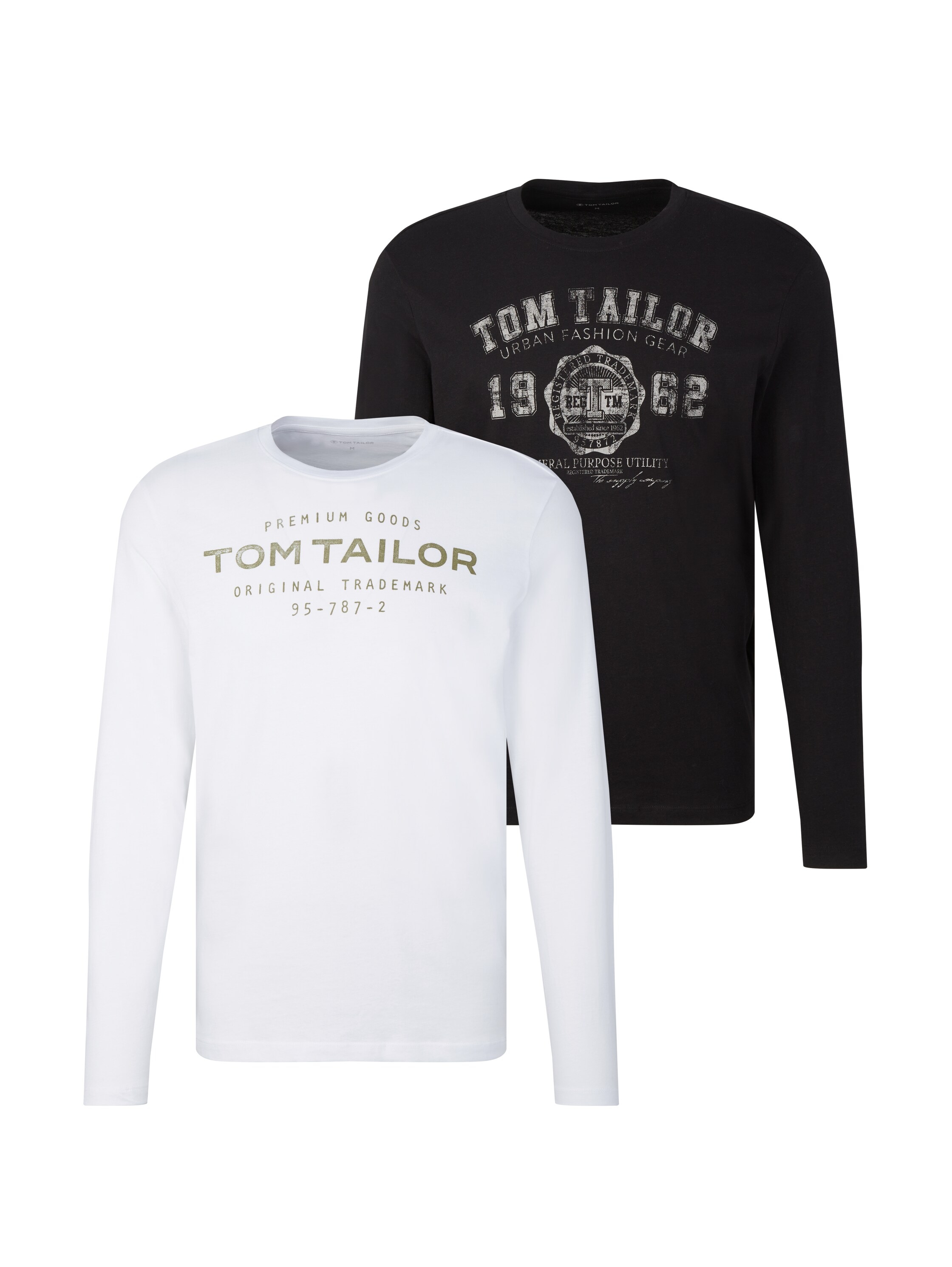 TOM TAILOR Langarmshirt Packung, 2 Stk. mit Logo Print
