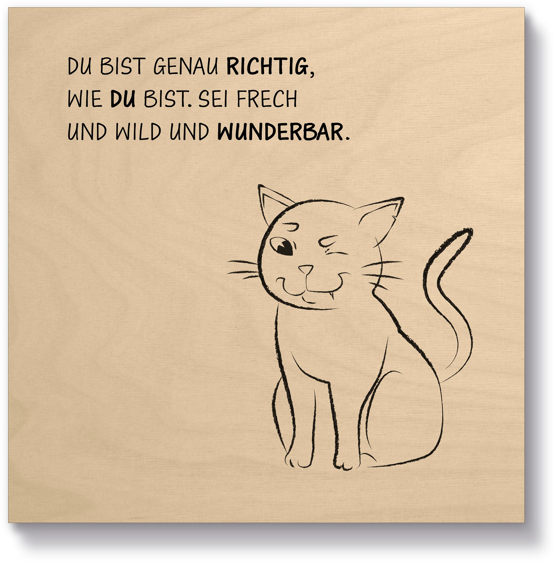 Artland Holzbild »Katze«, Sprüche & Texte, (1 St.)