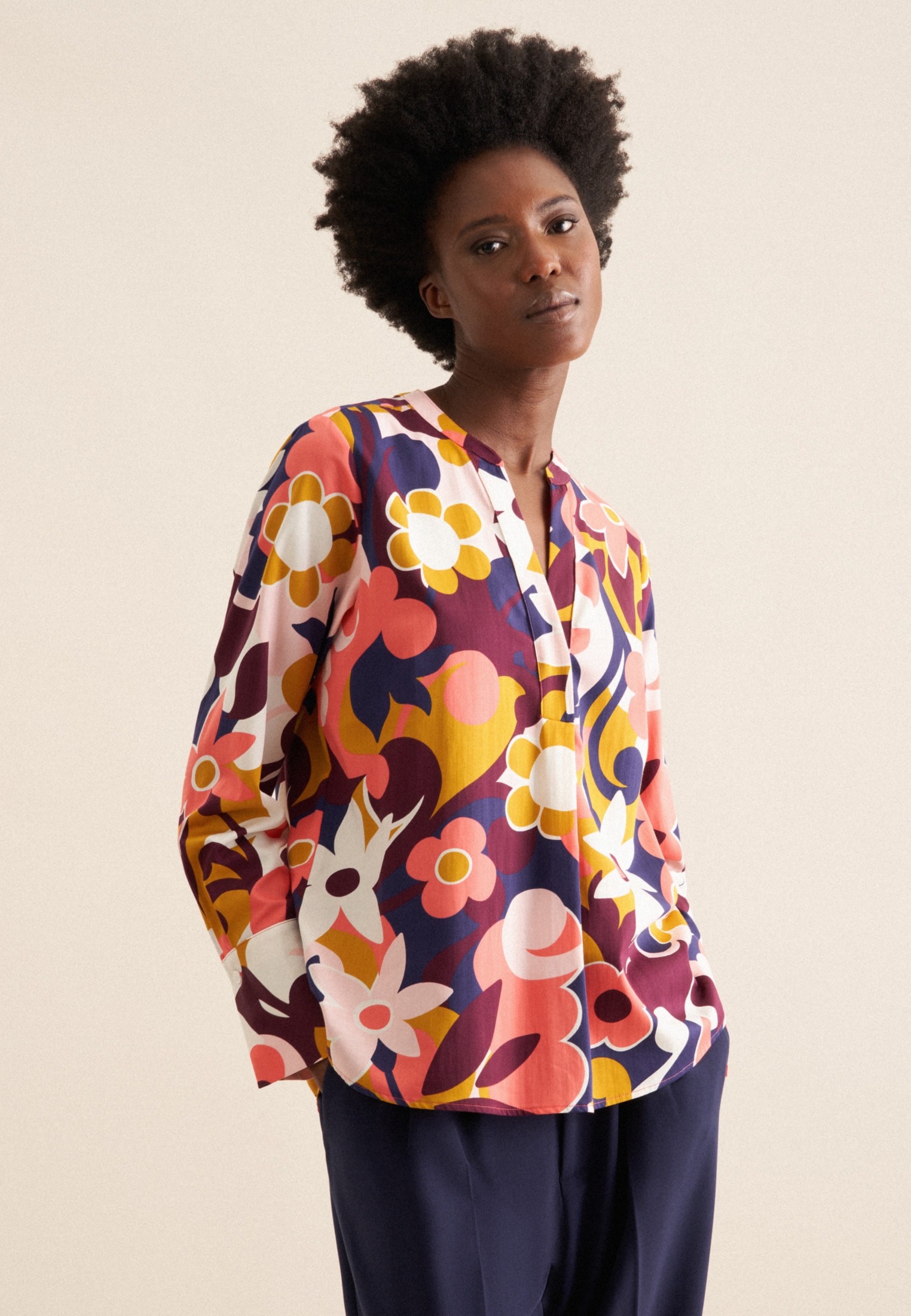 seidensticker Klassische Bluse »Schwarze Rose« Tunika Floral