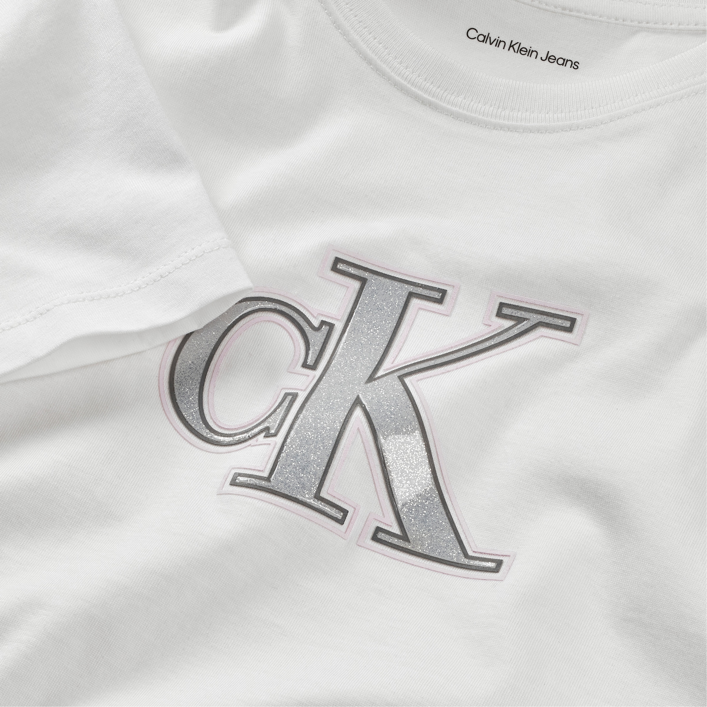 Calvin Klein Jeans T-Shirt »FESTIVE GRAPHIC SS T-SHIRT«, für Kinder bis 16 Jahre, Glitzer-Druck