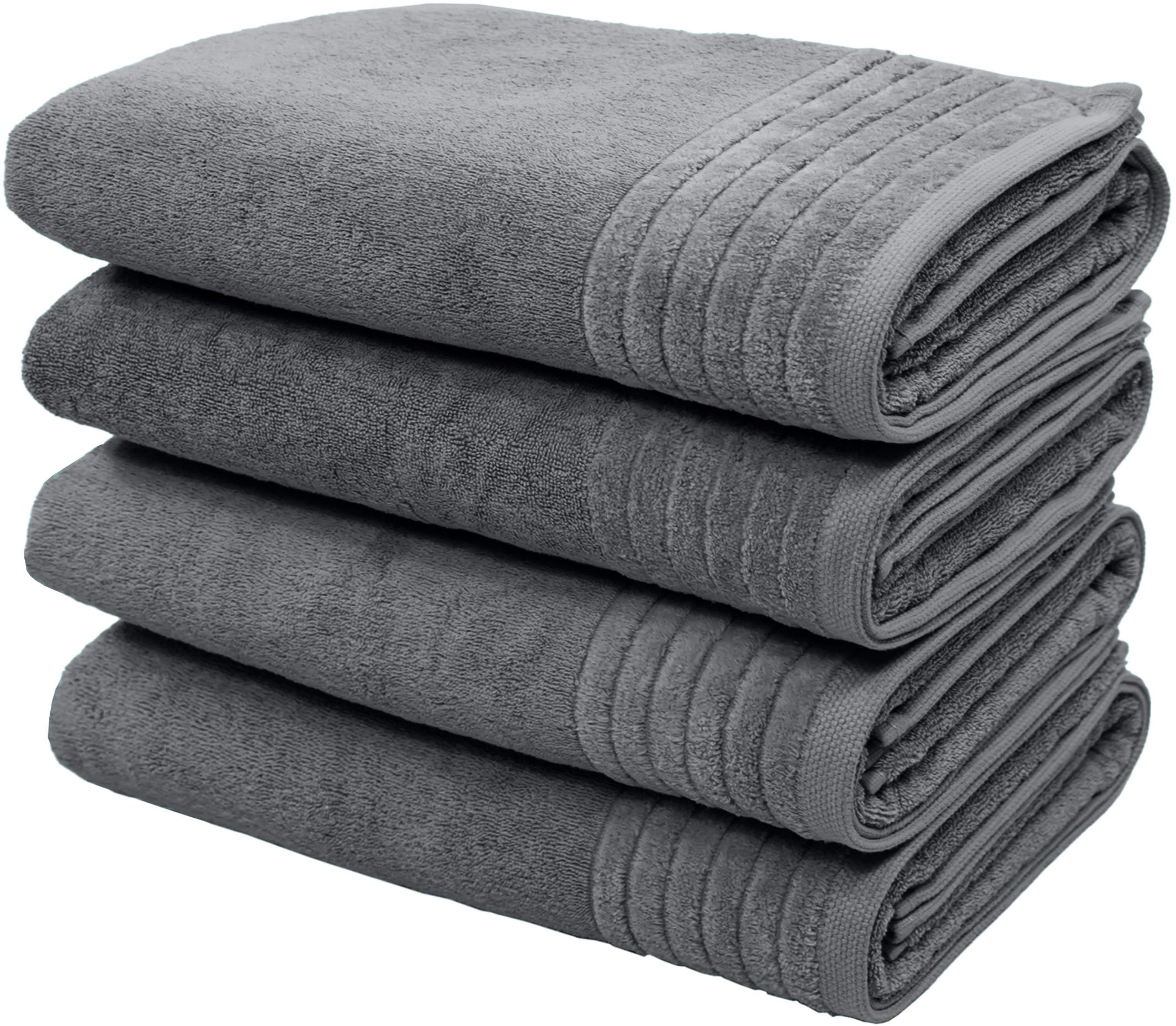 my home Handtücher »Duschtücher Sanremo premium, Premium Handtücher, 600 gr/m²«, (Set, 4 St., 2x 70x140cm), mit Bordüre, einfarbig, flauschig und weich, 70x140cm