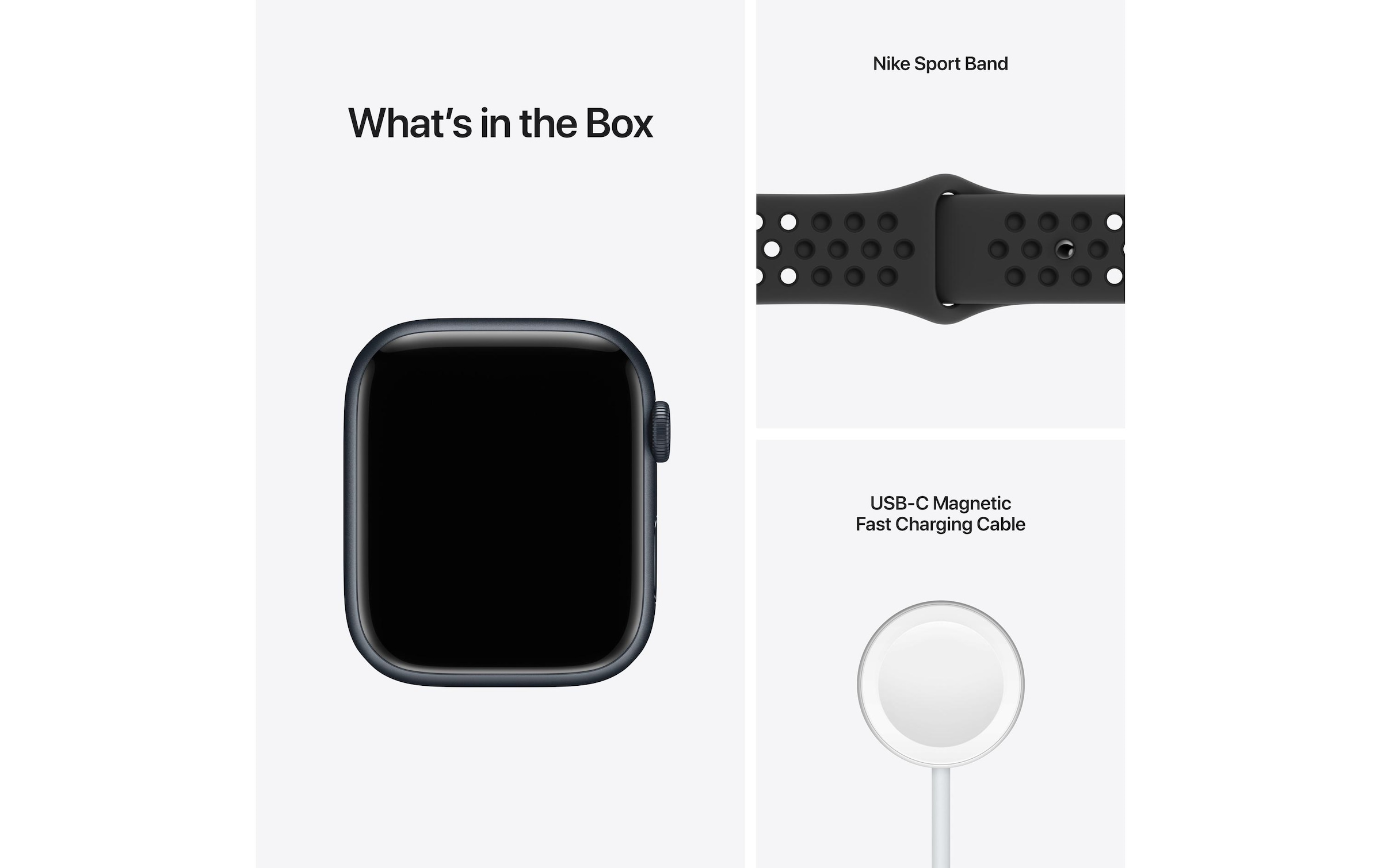 Apple Smartwatch »Serie 7, GPS, 45 mm Aluminiumgehäuse mit Nike-Sportarmband«, Watch OS, MKL53FD/A)