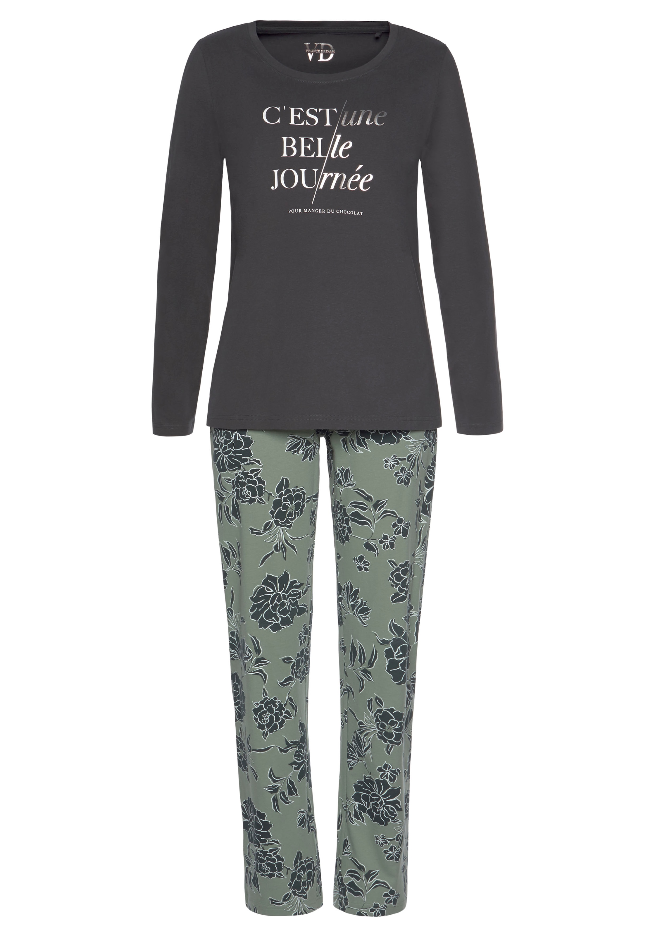 Vivance Dreams Pyjama, (2 tlg.), mit grossem Blumen-Druck
