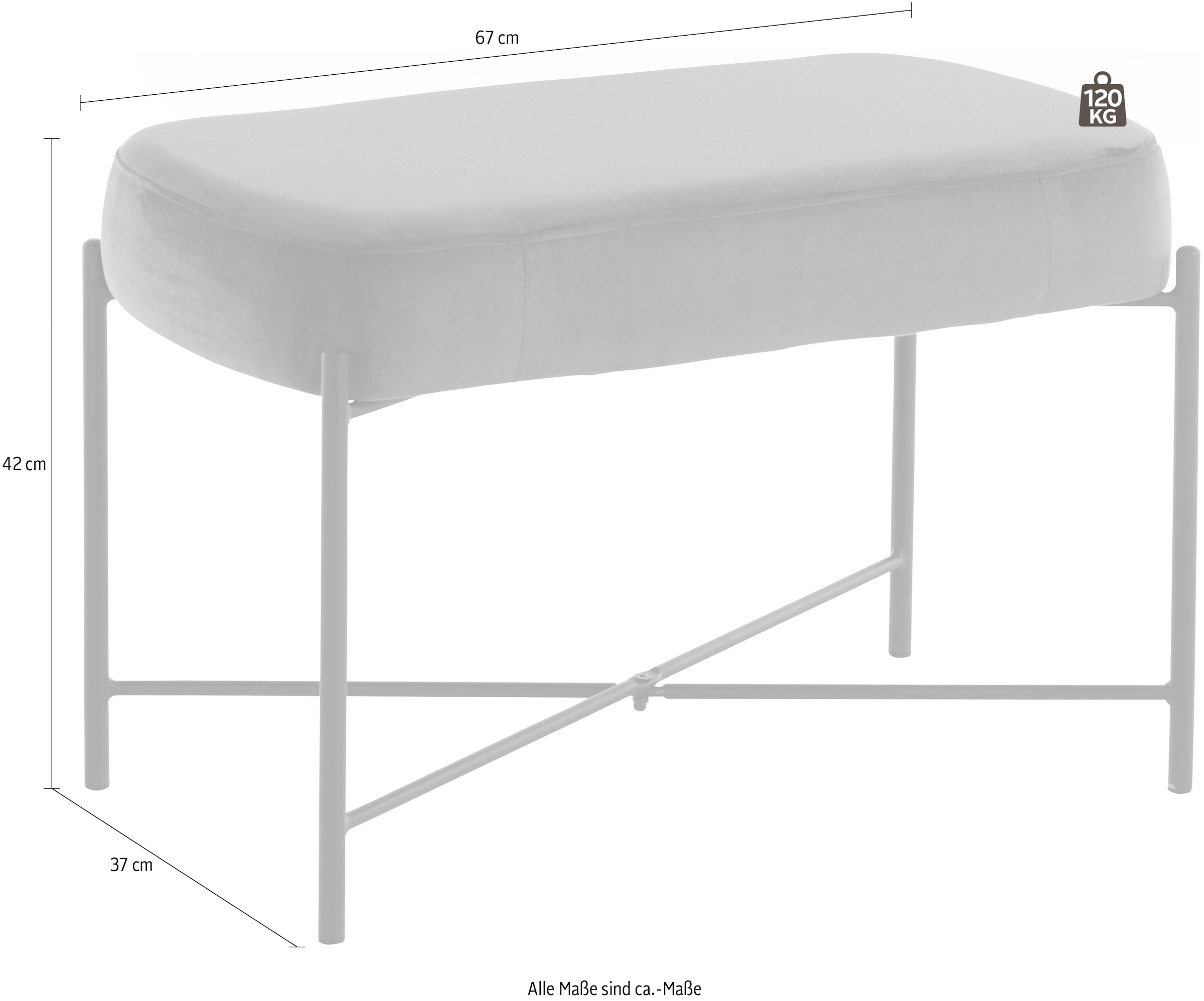 INOSIGN Sitzbank »Isis«, mit einem Samtvelours Bezug, mit einem Metallgestell, Sitzhöhe 42 cm