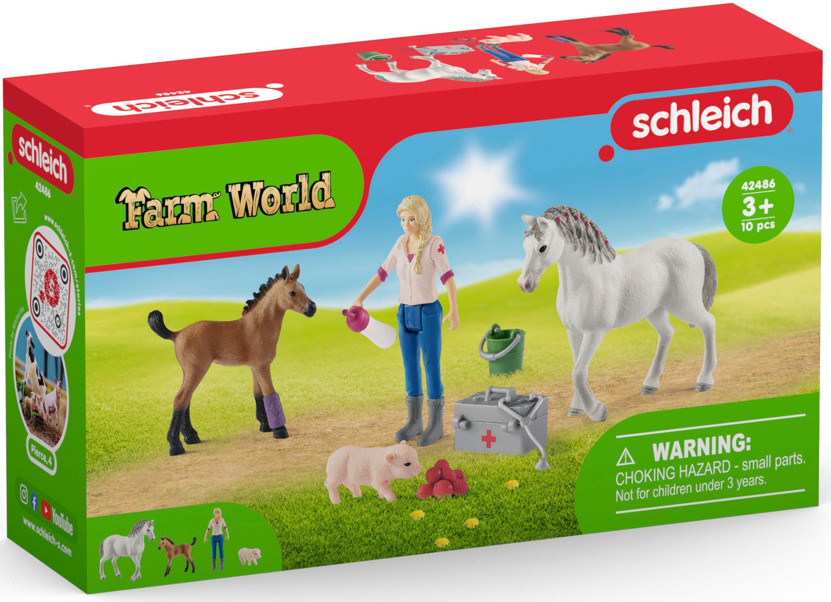 Schleich® Spielfigur »HORSE CLUB, Spielset, Arztbesuch bei Stute und Fohlen (42486)«, Made in Europe