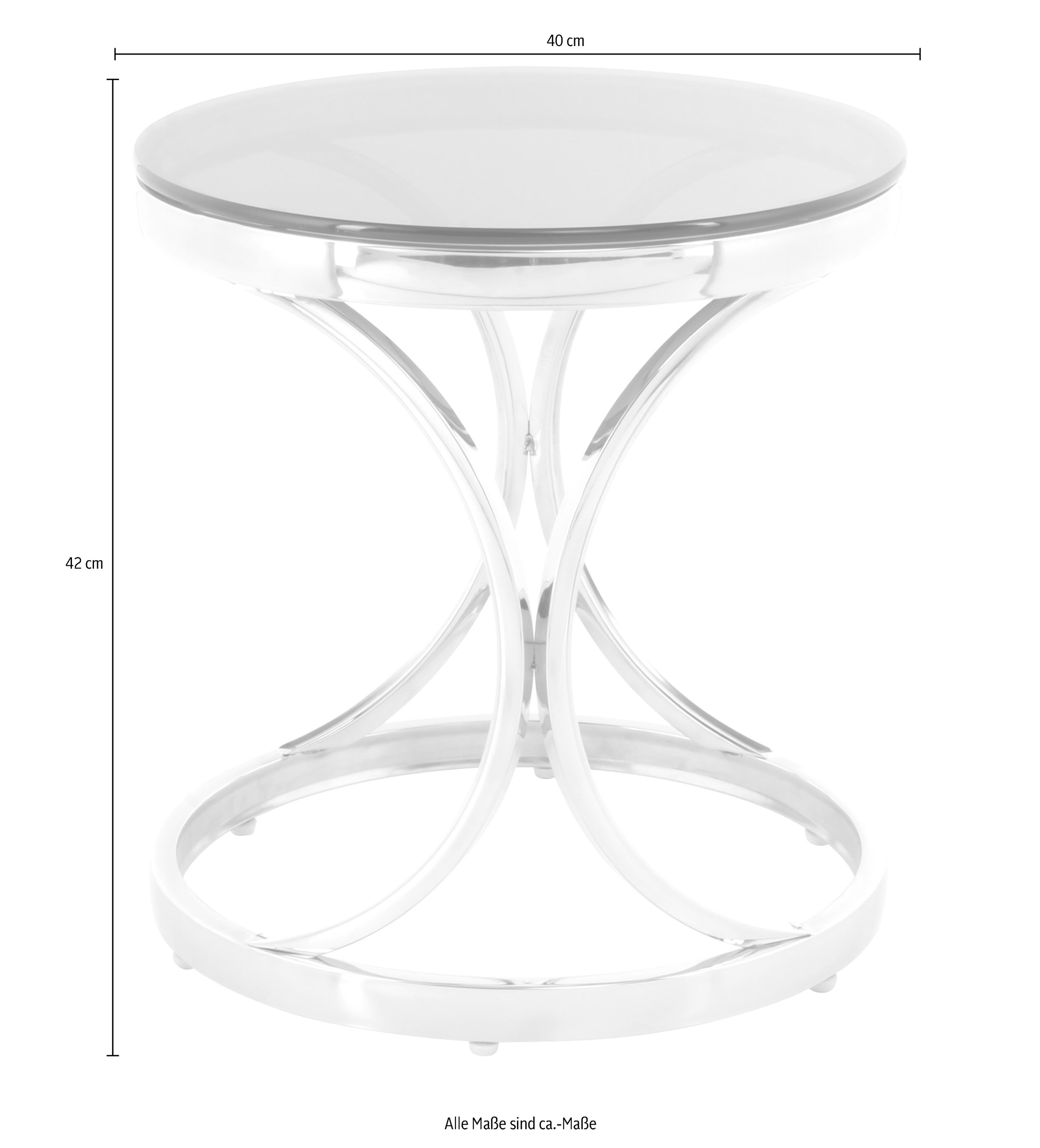 Kayoom Beistelltisch »Weyda 125, in eleganter Gestaltung,runde Tischplatte aus Glas«, (1 St.), Glamouröses Design, hochwertige Verarbeitung, Hingucker-Gestell