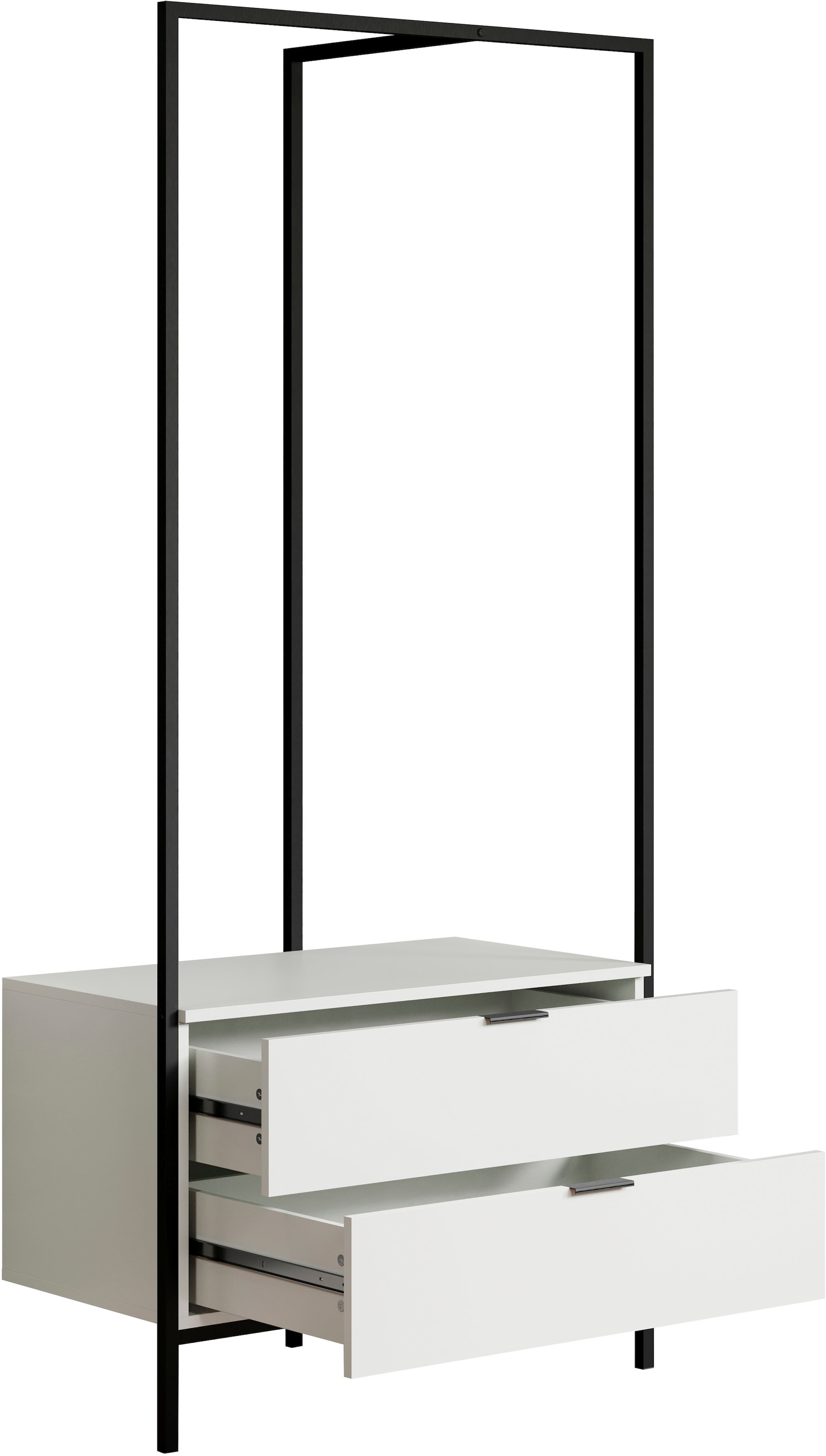 INOSIGN Garderobenschrank »Innsbruck«, (1 St.), Freistehender Kleiderbügel mit Schubladen und schwarzem Metallgestell