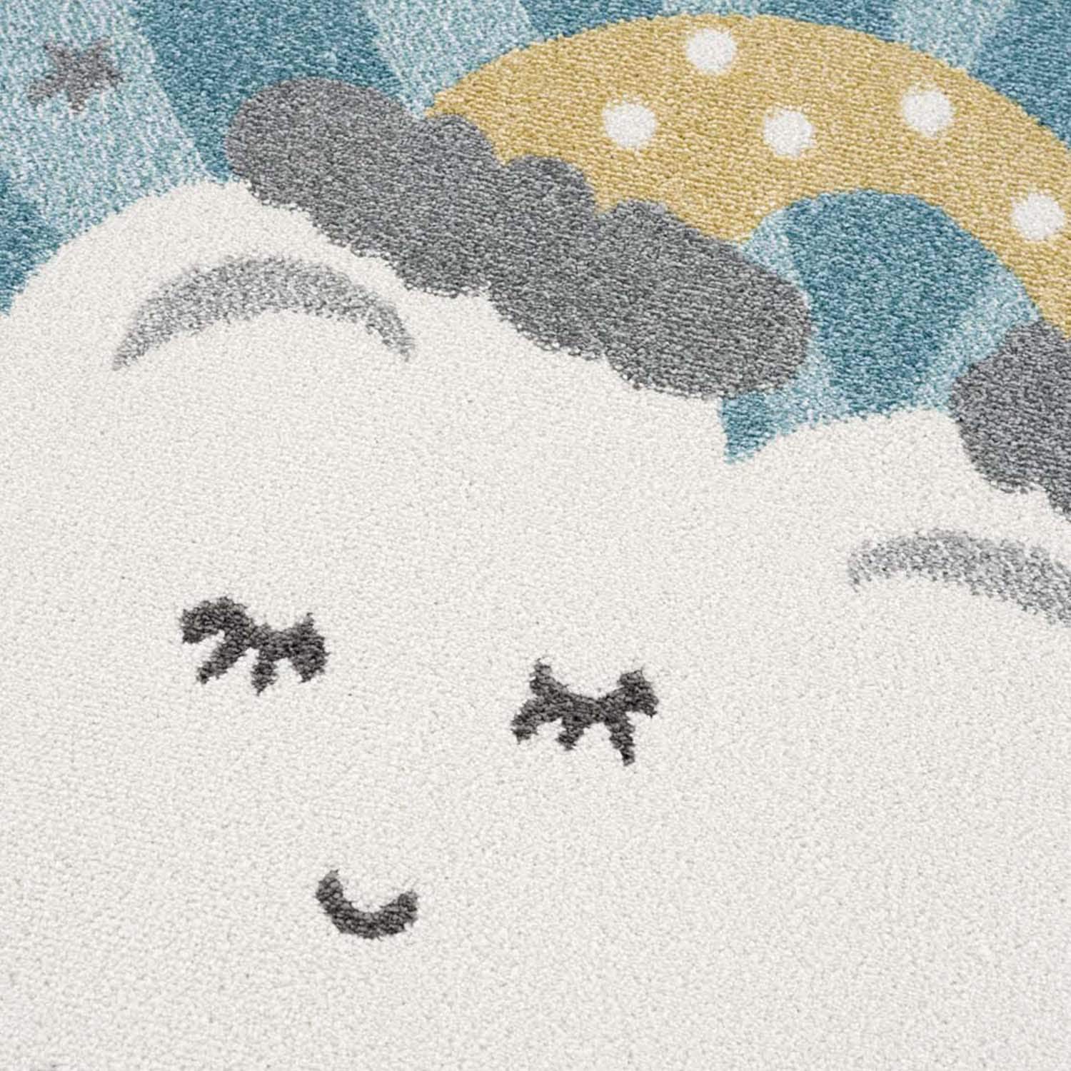 Carpet City Kinderteppich »Anime9380«, rechteckig, 11 mm Höhe, Teppich Mond, Wolken, Sterne, Weicher Flor
