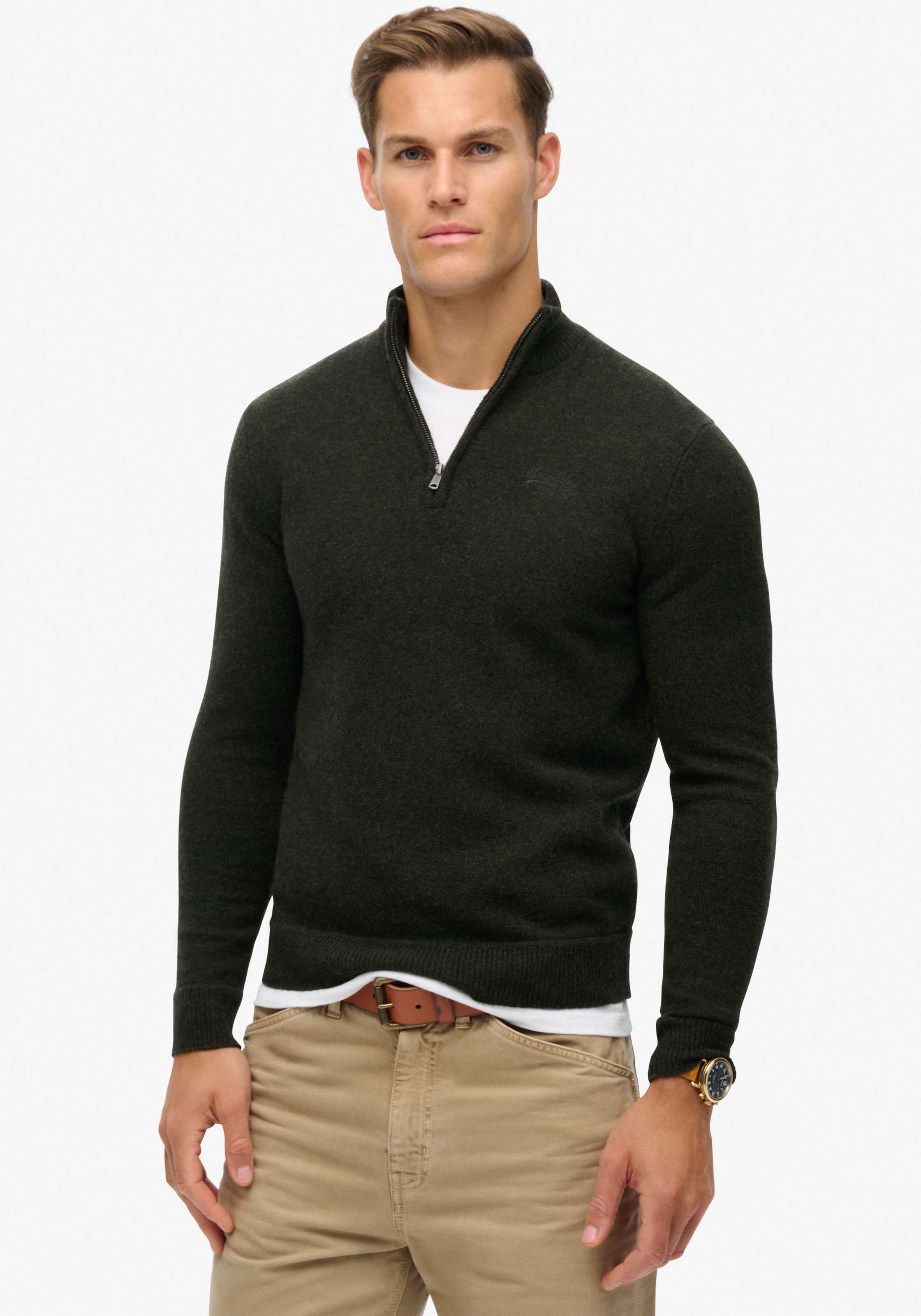 Strickpullover »ESSENTIAL EMB KNIT HALF ZIP«