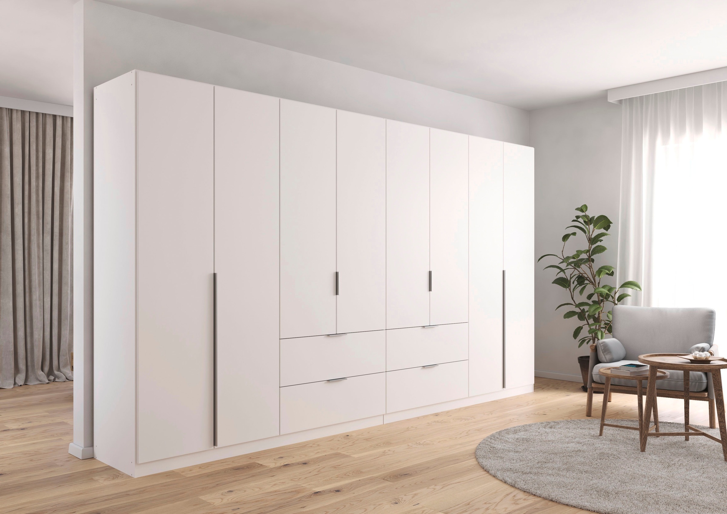 OTTO home Drehtürenschrank "Kleiderschrank Schrank Garderobe AGORDO mit Dekor- oder Hochglanzfront" in zwei Griff-Farben, Breite 360 cm, mit Außenschubkästen, Serie in 7 Breiten und 2 Höhen MADE IN GERMANY