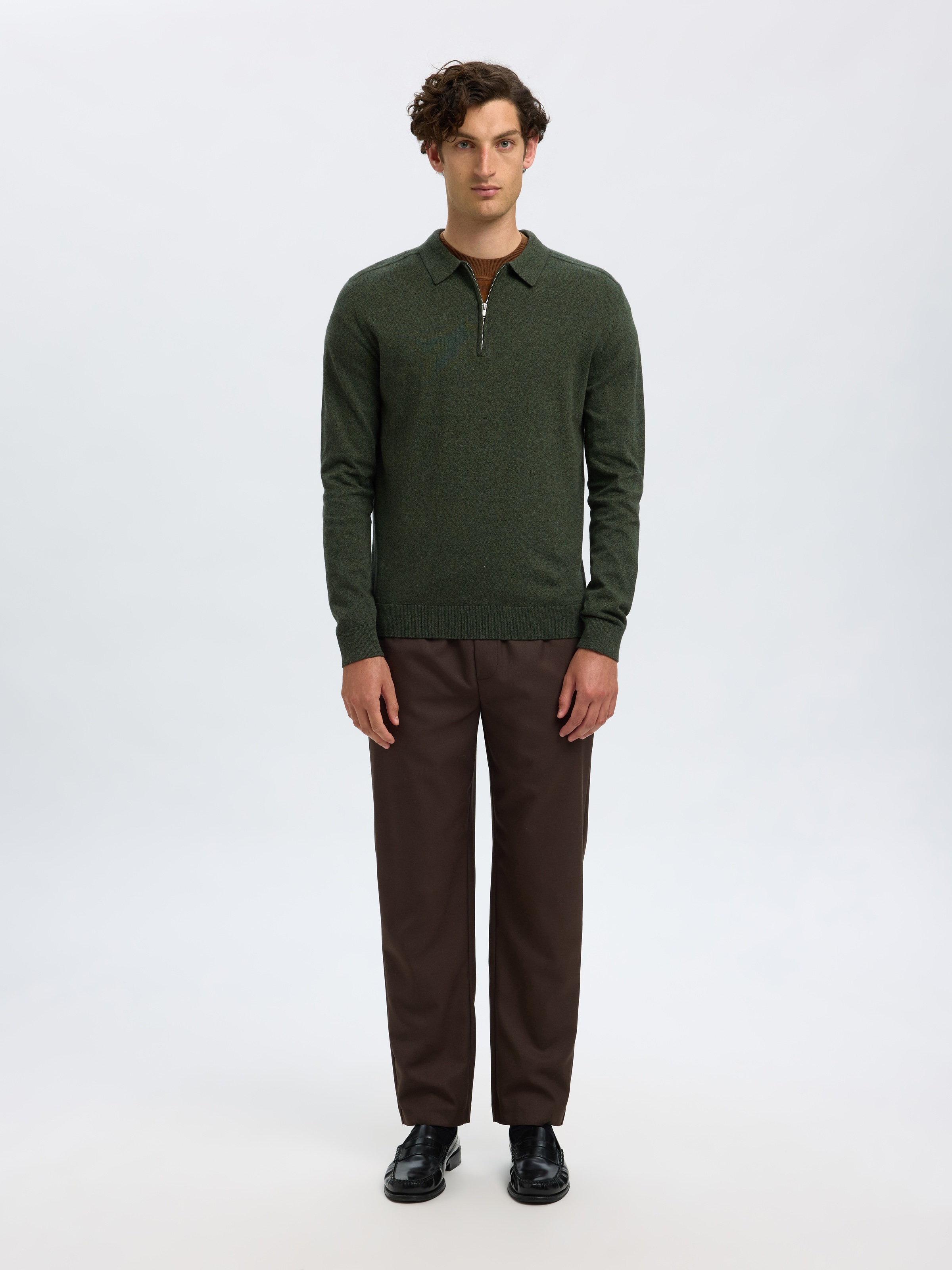 SELECTED HOMME Polokragenpullover »SLHBERG LS HALF ZIP POLO NOOS«