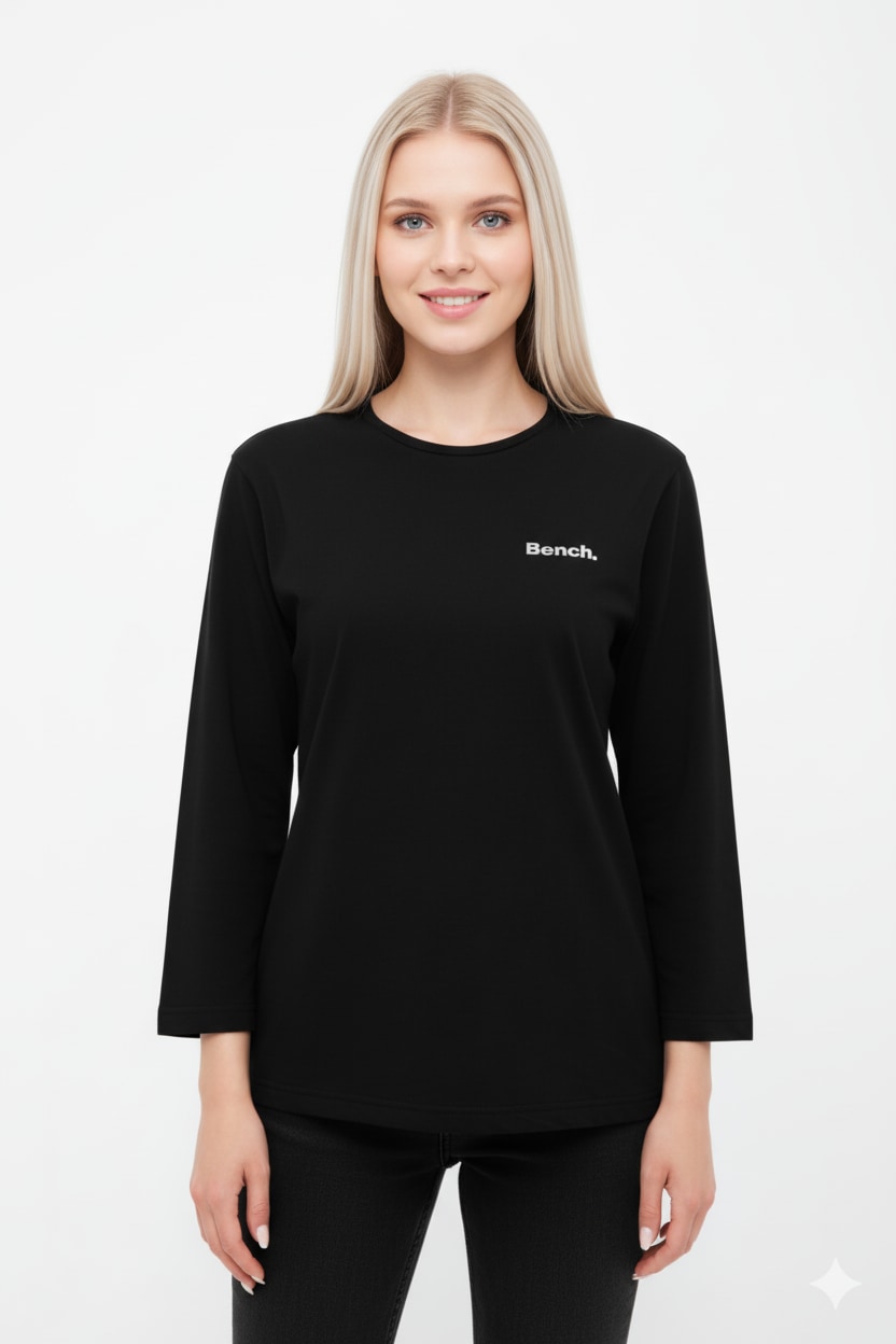 Bench. 3/4-Arm-Shirt »ROMILEY« tailliertes Basic mit 3/4 Arm und Logoprint im Metallic-Holo Stil