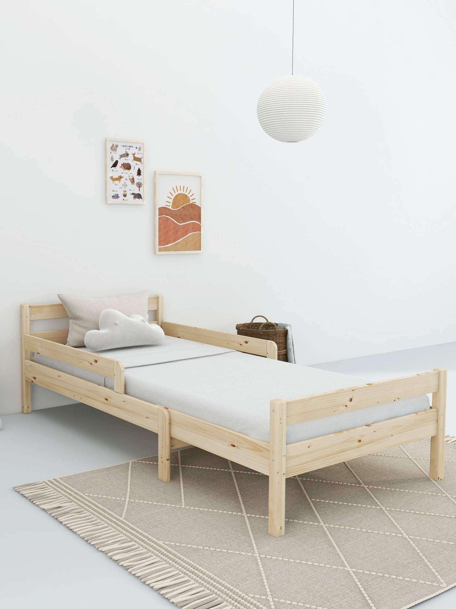 Home affaire Kinderbett »Wenke, ausziehbar von 140 bis 200 cm, FSC®« 90cm Breite, 140-200cm Liegefläche, massive Kiefer, mit Lattenrost, zeitlose Optik, Rausfallschutz