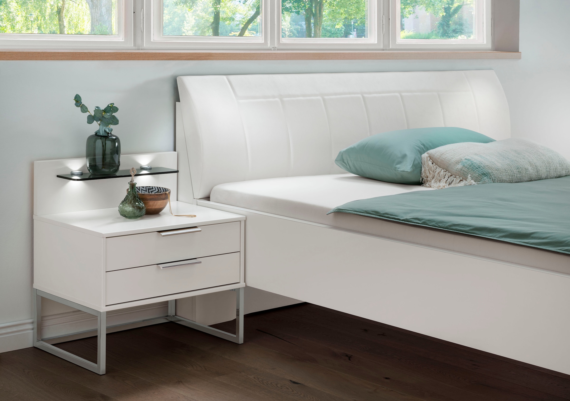 WIEMANN Futonbett »Monaco, Bettgestell, Bettrahmen, komfortables Polsterkopfteil«, (4-fache Liegehöhenverstellung, MADE IN GERMANY), Polsterkopfteil aus Kunstleder, verschiedene Grössen, in Komforthöhe