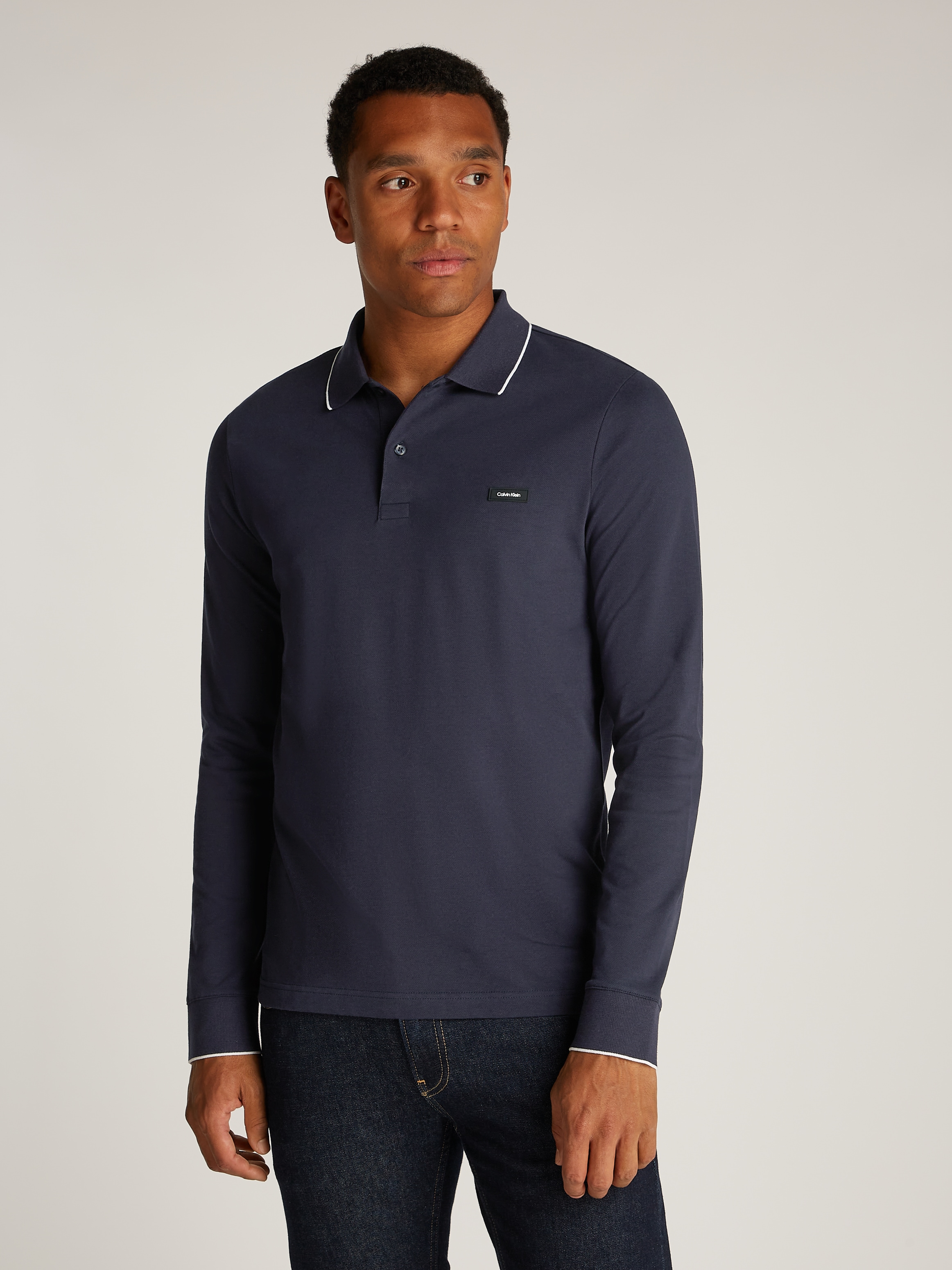 Calvin Klein Poloshirt »STRETCH PIQUE TIPPING LS POLO«