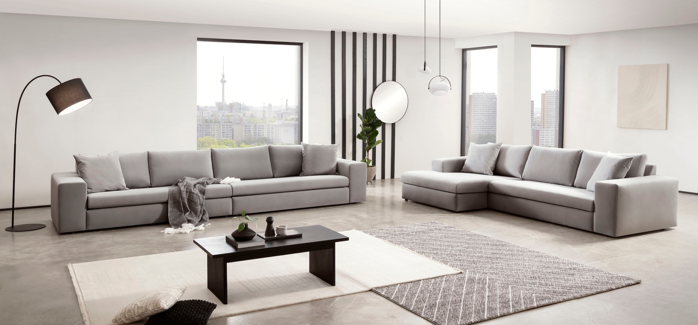 andas Ecksofa »SLEETLAND XXL in Samtvelours oder Vintage-Leder-Optik, L-Form,«, besonders gross und bequem