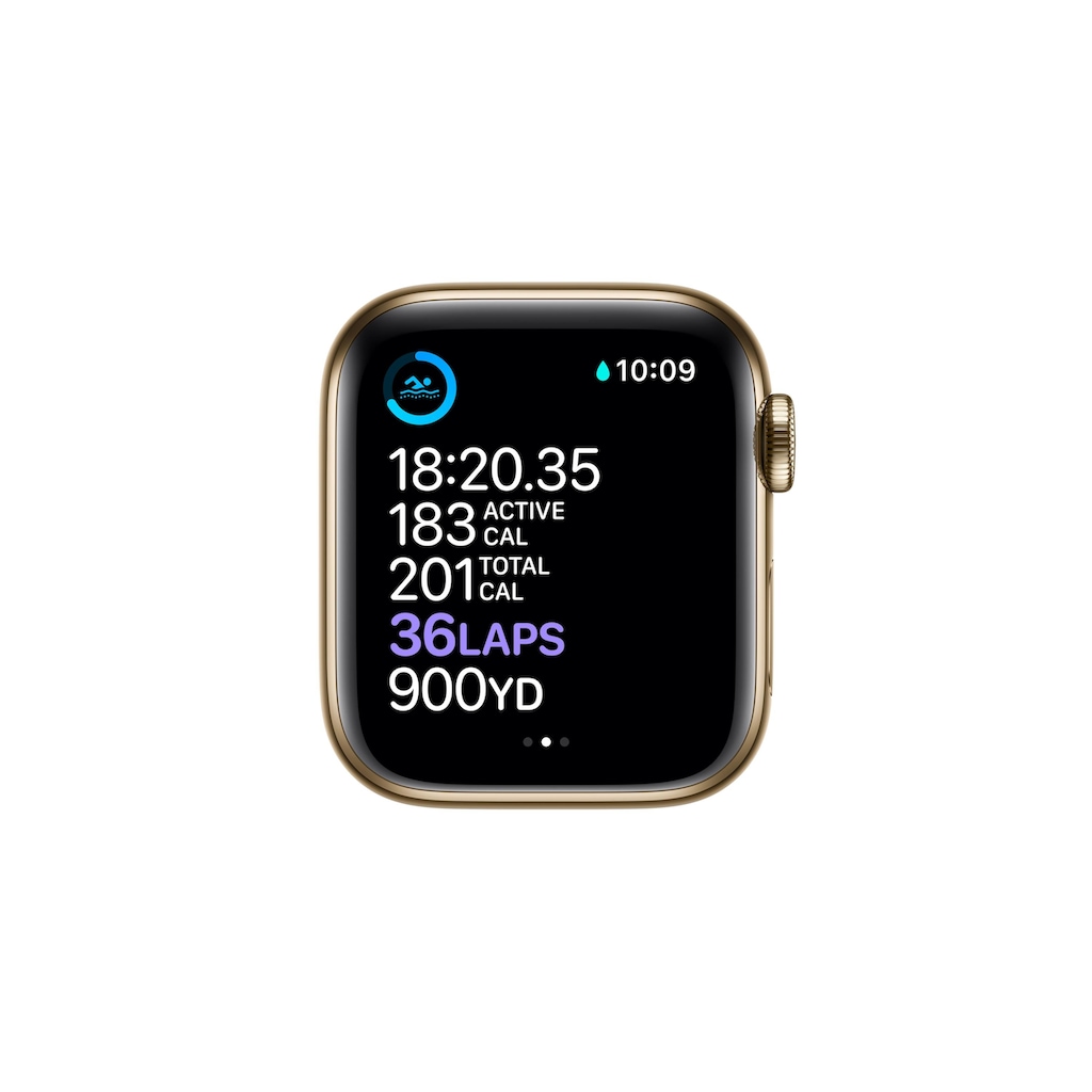 Apple Smartwatch »Series 6, GPS Cellular, 40mm Edelstahl-Gehäuse mit Sportarmband«, (Watch OS)