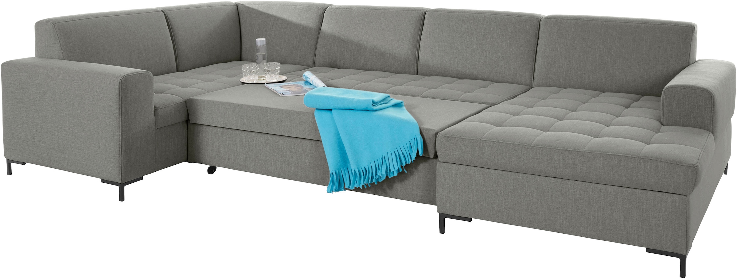 GOODproduct Wohnlandschaft »Grazzo, aktuelle Steppung im Sitz, viel Platz, U-Form, Breite 332cm«, hochwertige Stoffe aus recyceltem Material, Steppung im Sitzbereich