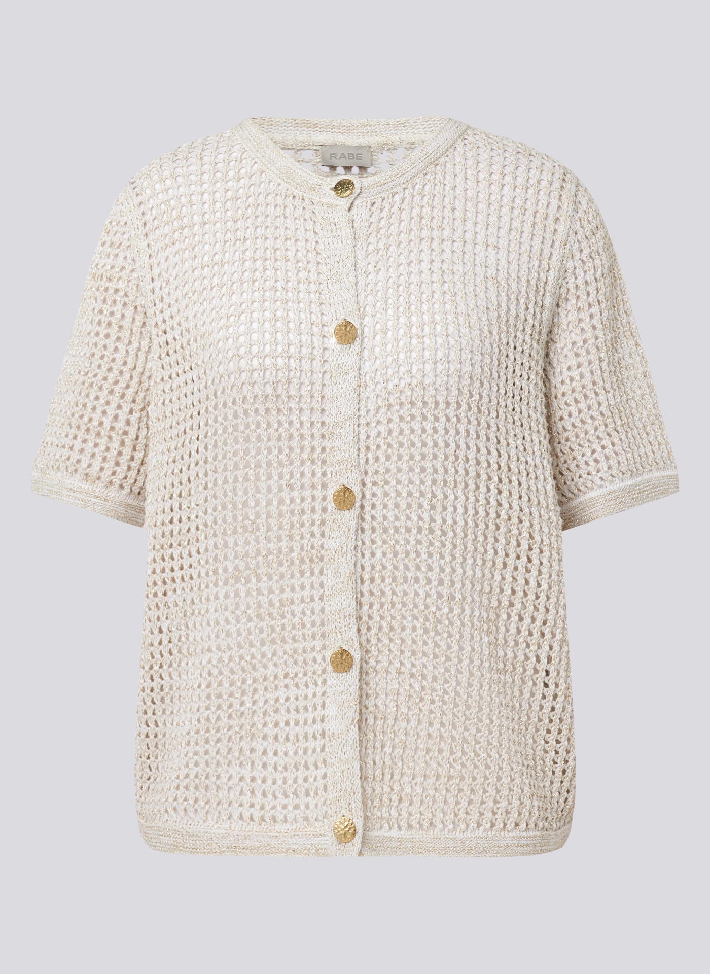 Rabe Strickjacke, kurzarm, mit Loch-Struktur und Knopfverschluss