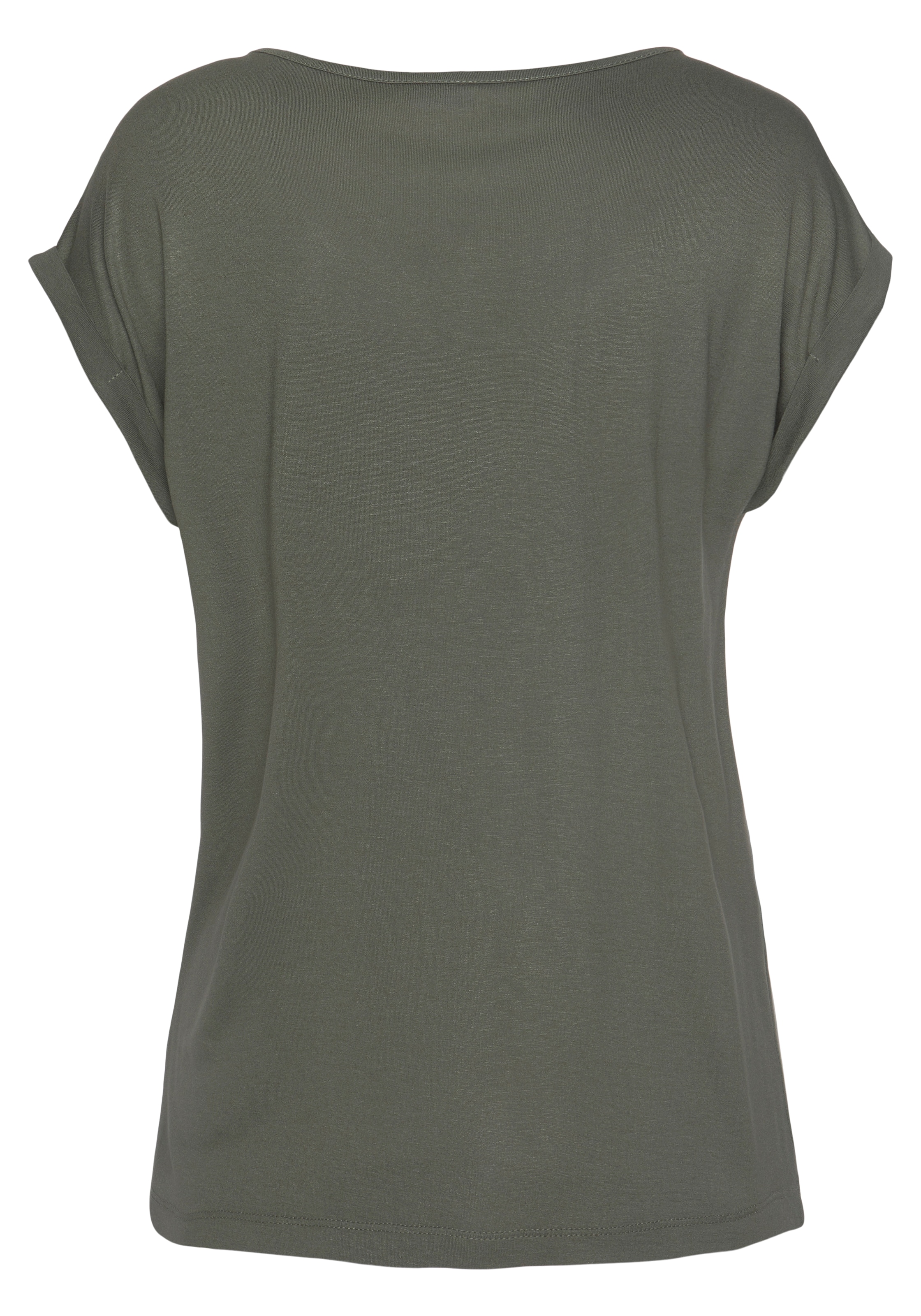 LASCANA Kurzarmshirt, mit Rundhalsausschnitt, Jerseyware, Ärmelaufschlag, Basic