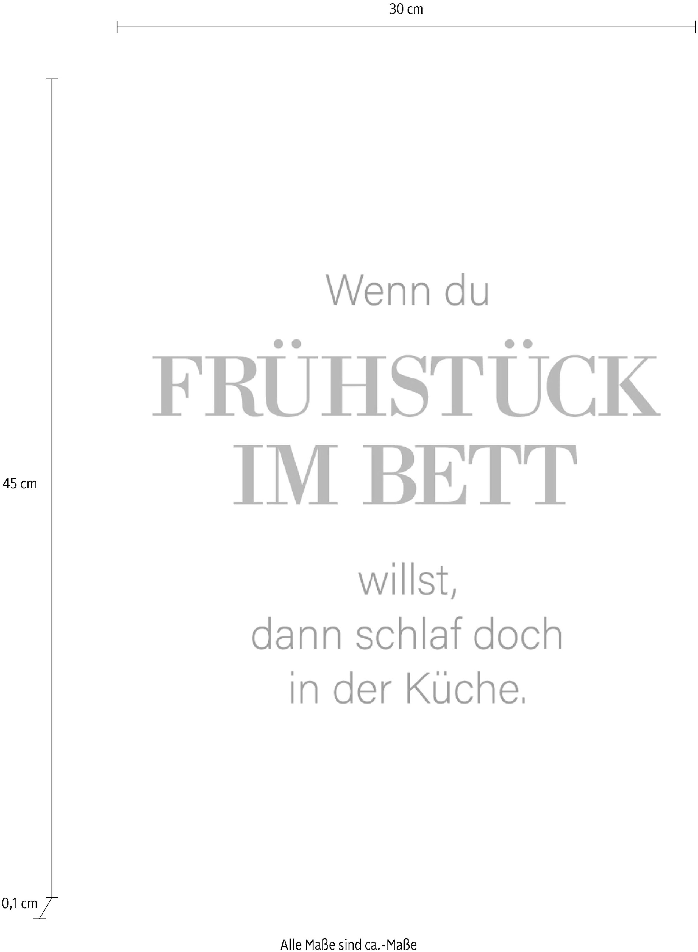 queence Wanddekoobjekt »FRÜHSTÜCK IM BETT«, Stahlschild, Blechschild, Spruch, Witzig, Wanddeko, retro, 20x30cm