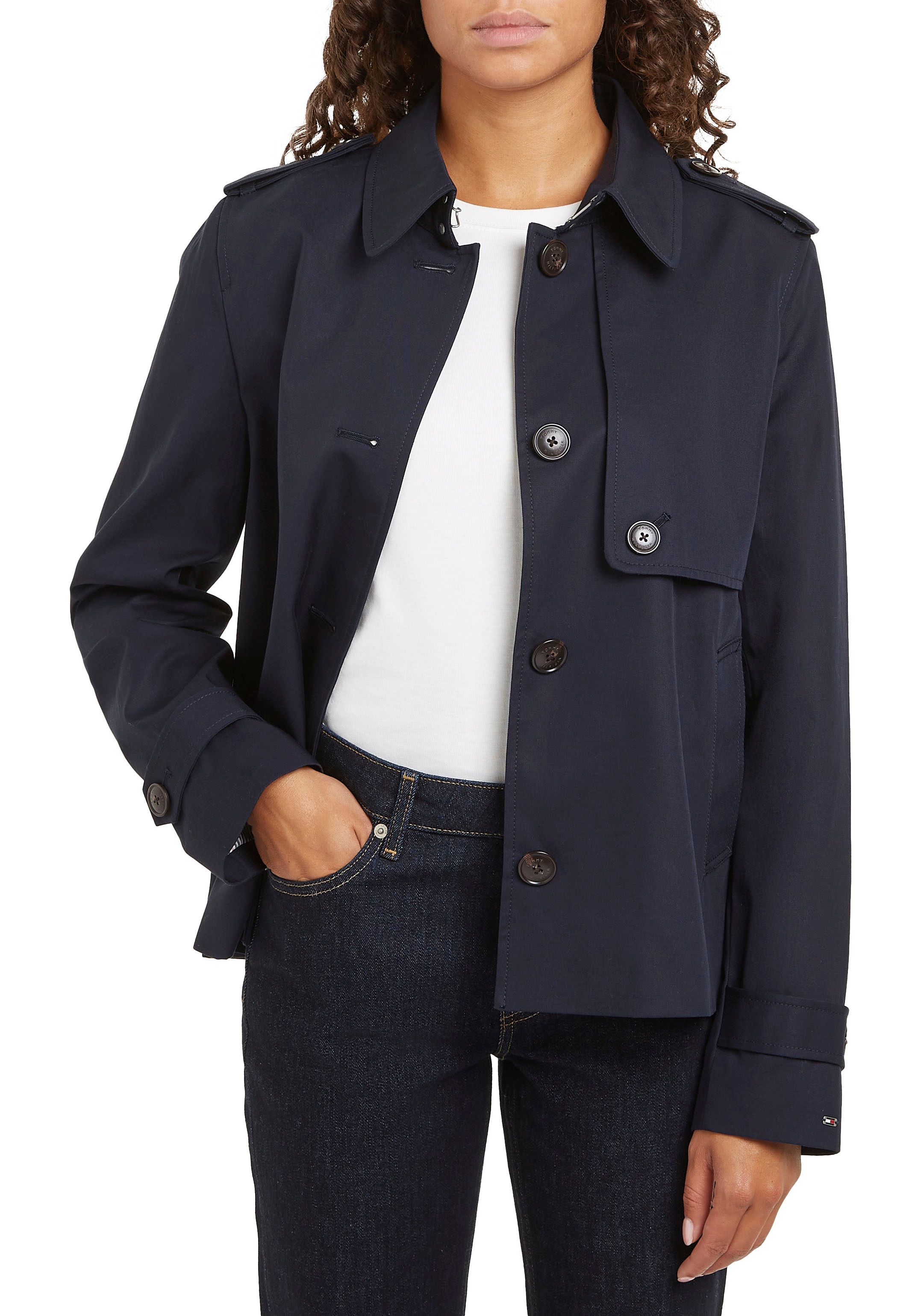 Tommy Hilfiger Kurzjacke »COTTON SB SHORT TRENCH«, mit typischen Trenchdetails