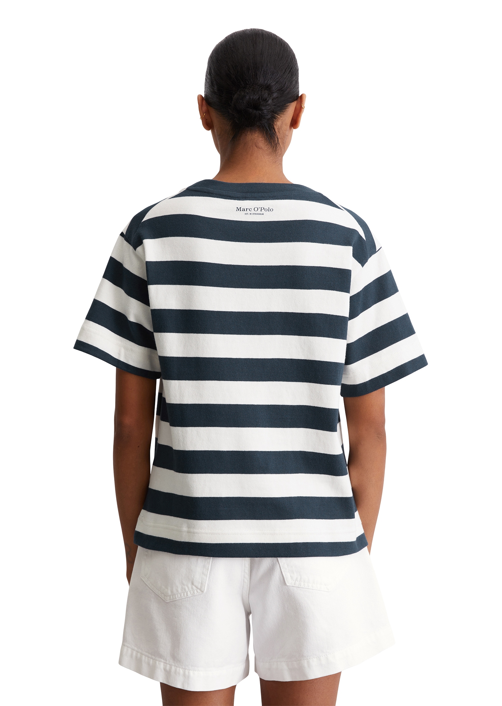 Marc O'Polo T-Shirt, seitliche Schlitze, geringelt