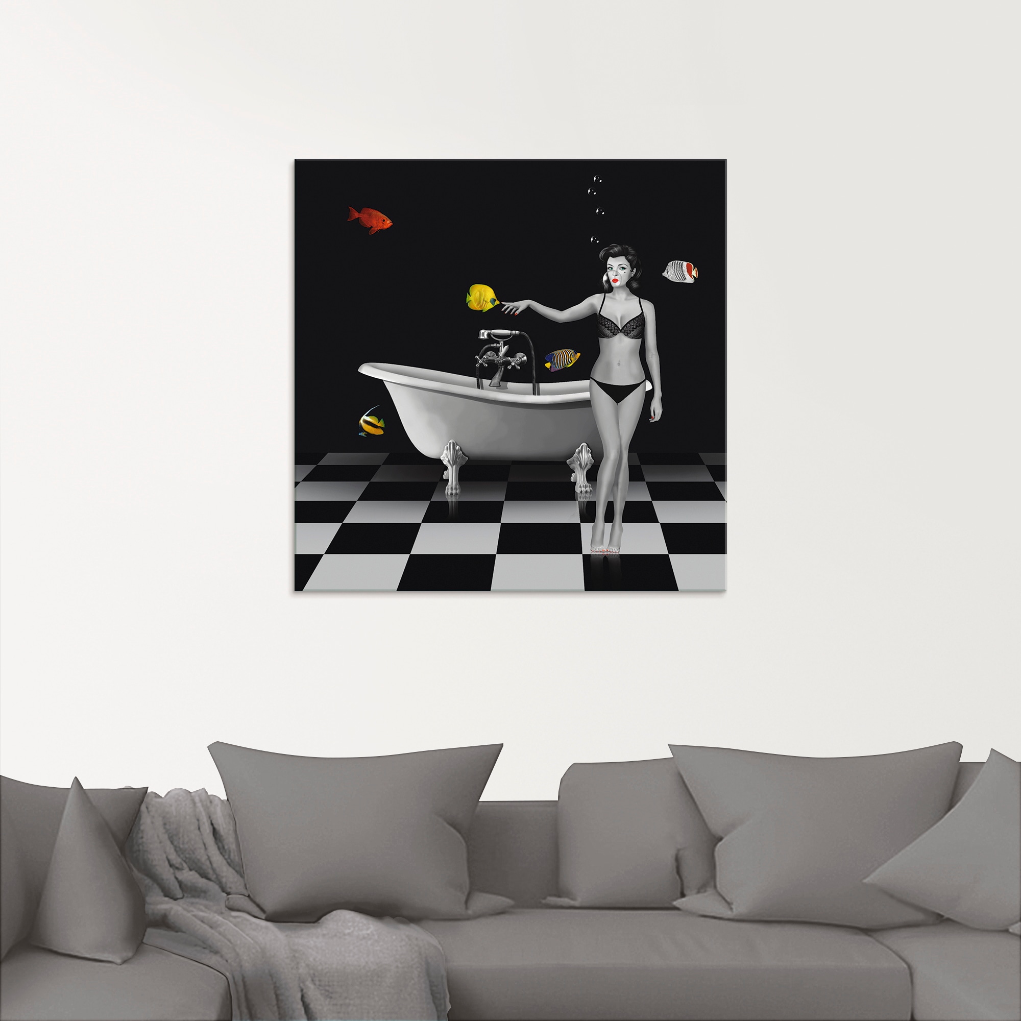 Artland Glasbild »Ein Badezimmer für Fische«, Frau, (1 St.), in verschiedenen Grössen
