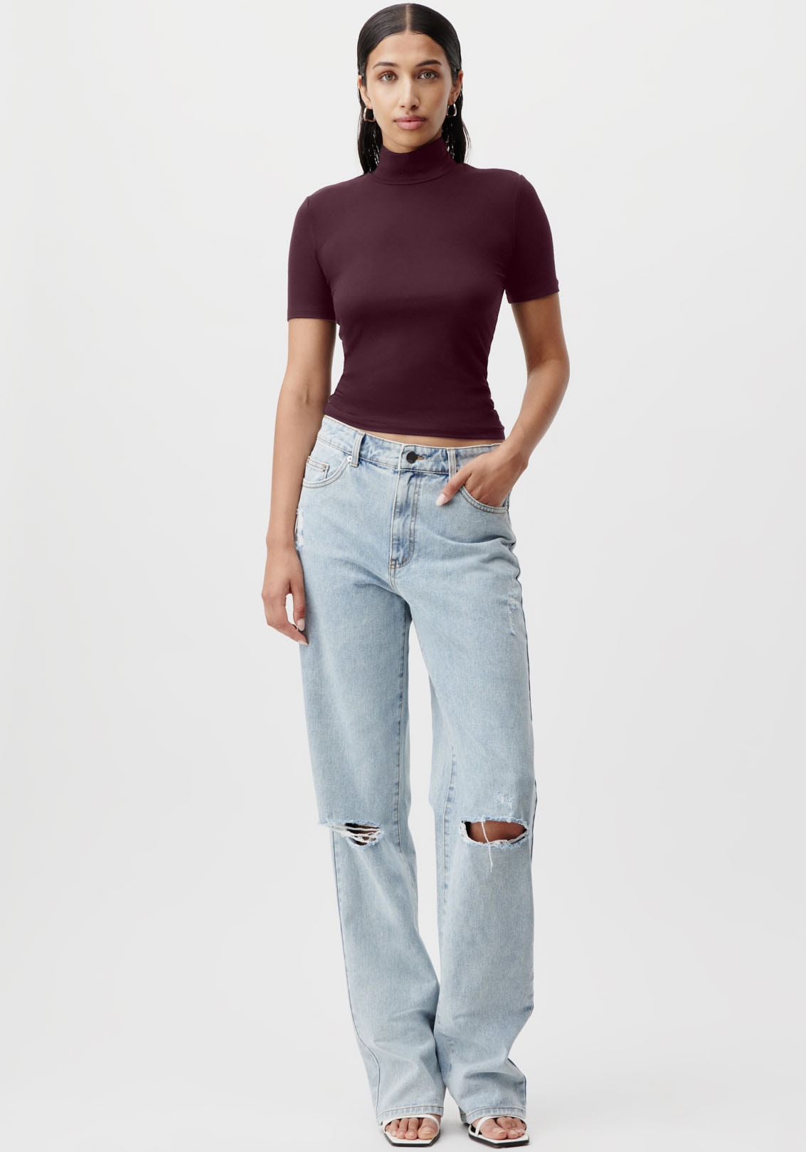 LeGer T-Shirt »Larina, LeGer by Lena Gercke«, figurbetont, Stehkragen