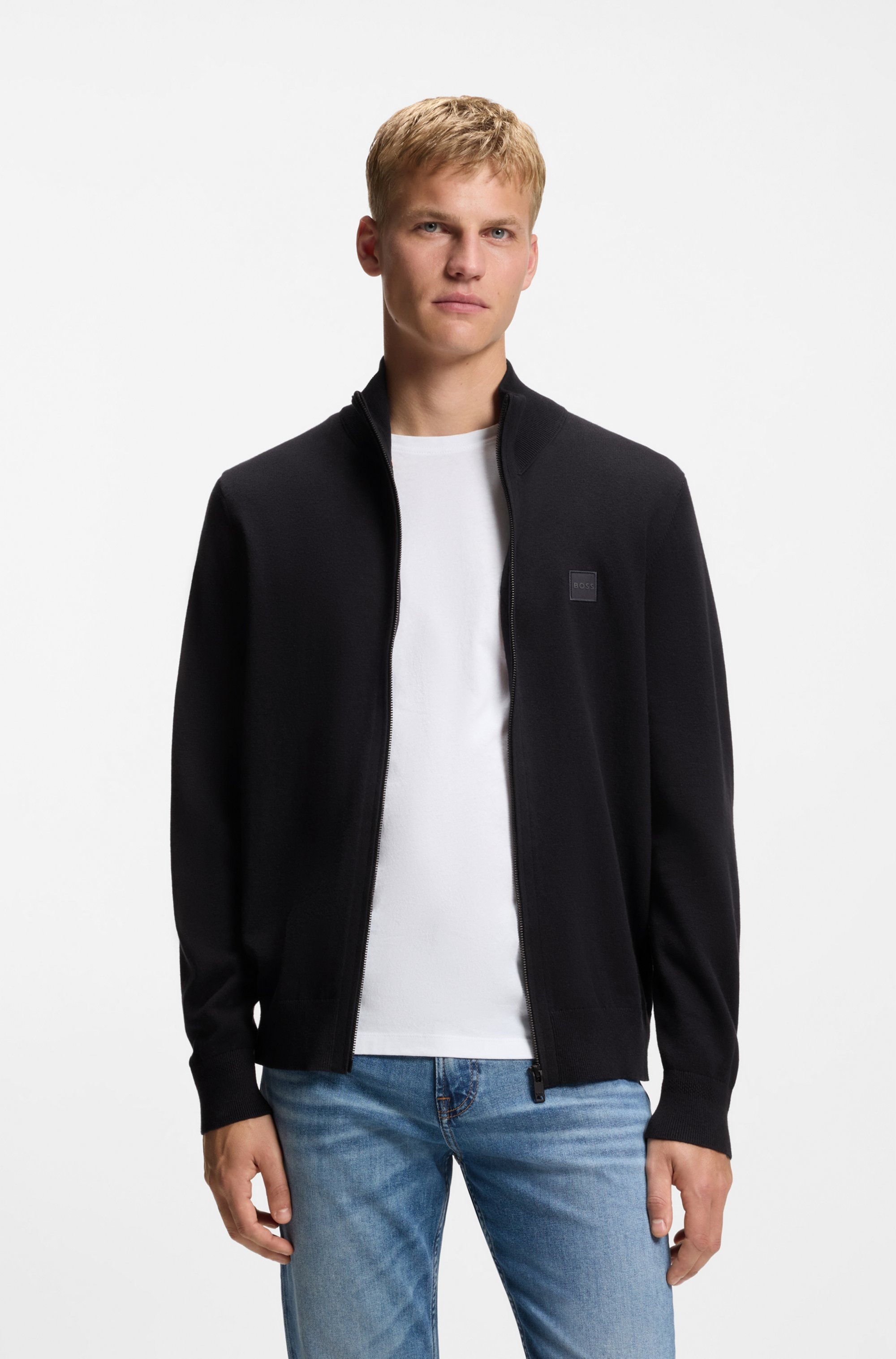 BOSS ORANGE Strickjacke »Kanozip« mit Reissverschluss