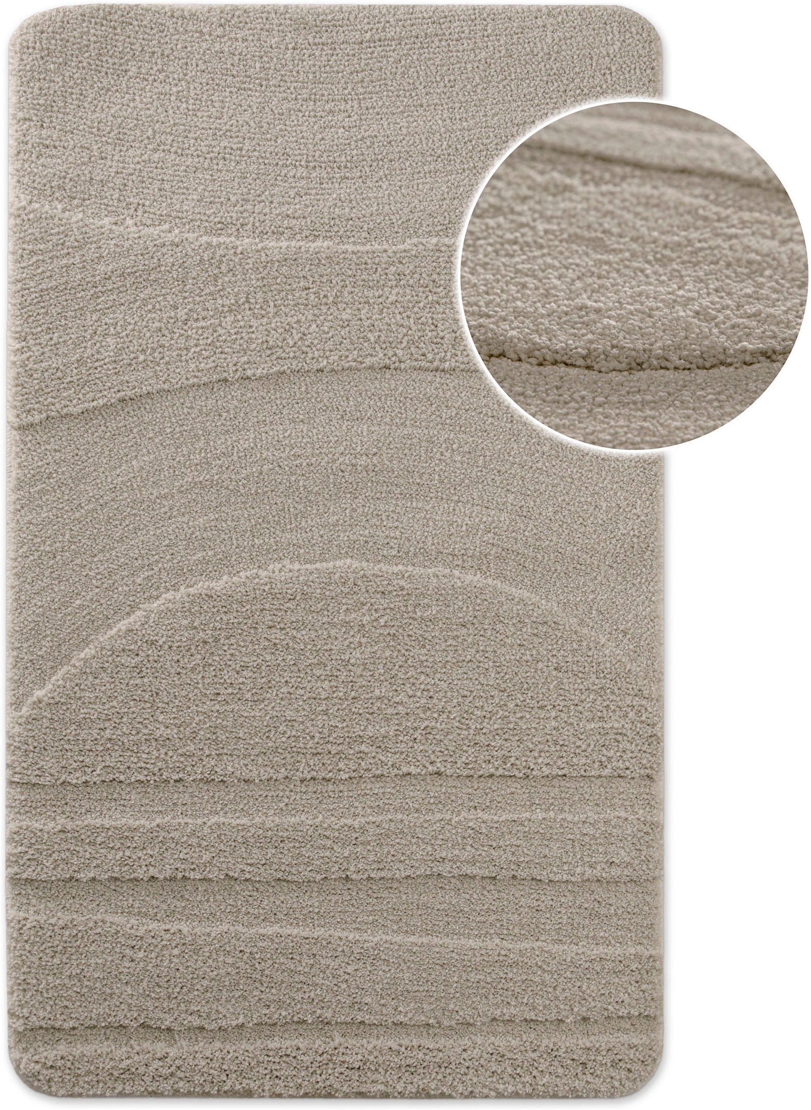 Wecon home "Marc" Höhe 25 mm rutschhemmend beschichtet schnell trocknend Badteppich, Hoch-Tief-Linien, weich, rutschhemmend, waschbar, getuftet