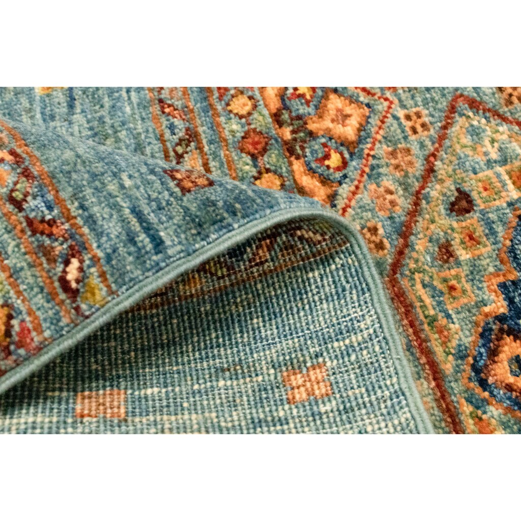morgenland Wollteppich »Ziegler Modern Teppich handgeknüpft blau«, rechteckig