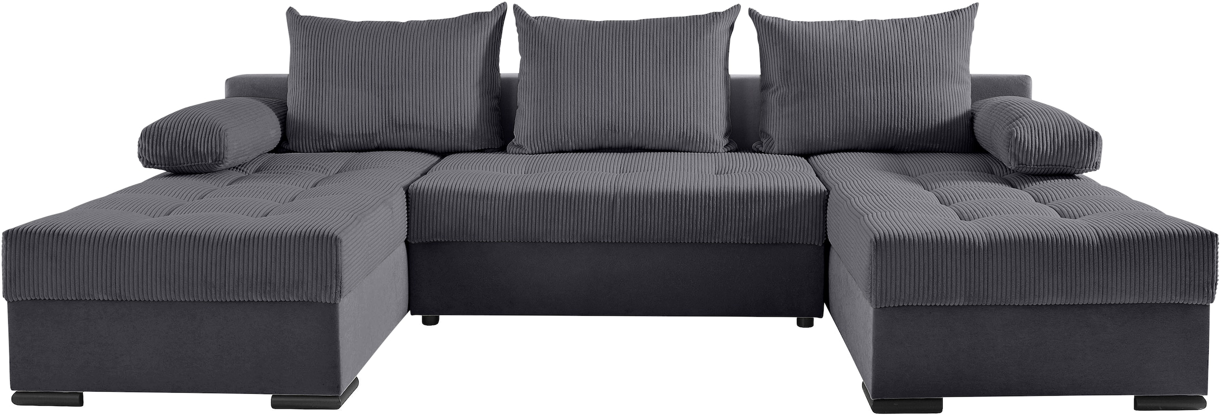 COLLECTION AB Wohnlandschaft »Josy, U-Form, Schlafsofa mit Bettkasten«, (Cord-/Mix), flexible Recamiere, Breite: 269cm, inklusive Rückenkissen, Cord/Mix