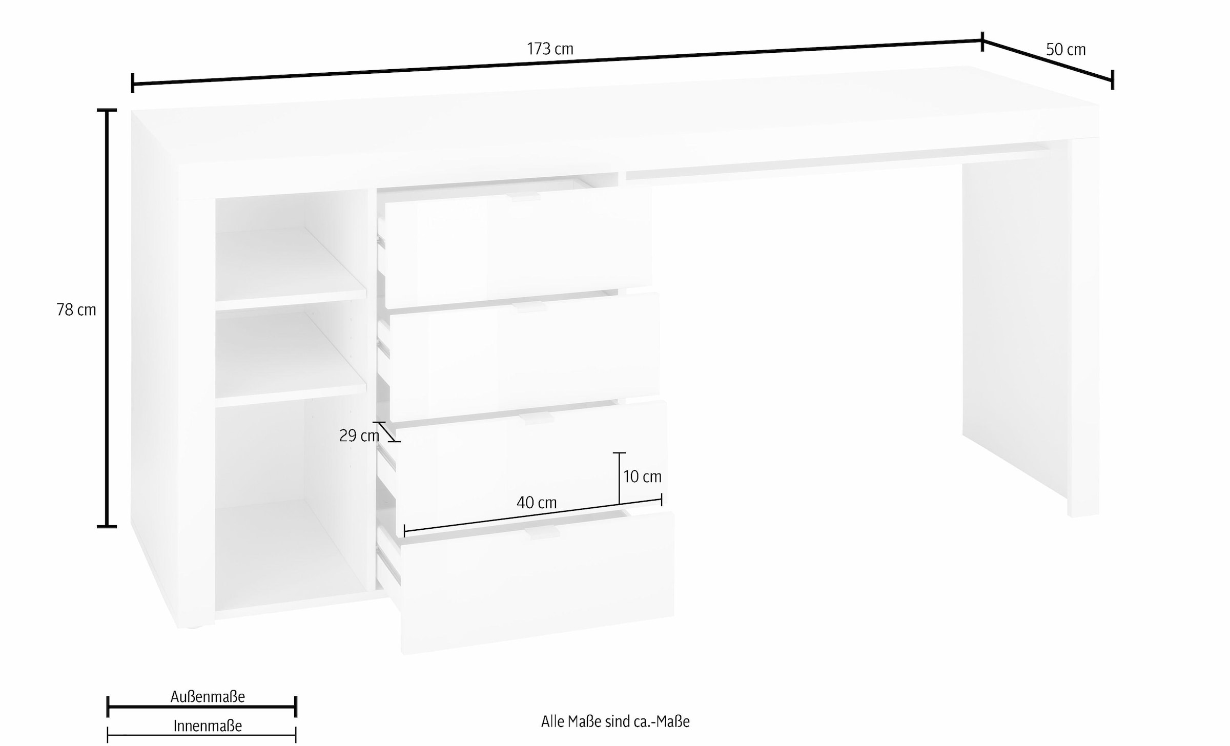 borchardt Möbel Schreibtisch »Wim«, mit 3 Fächern und 4 Schubkästen