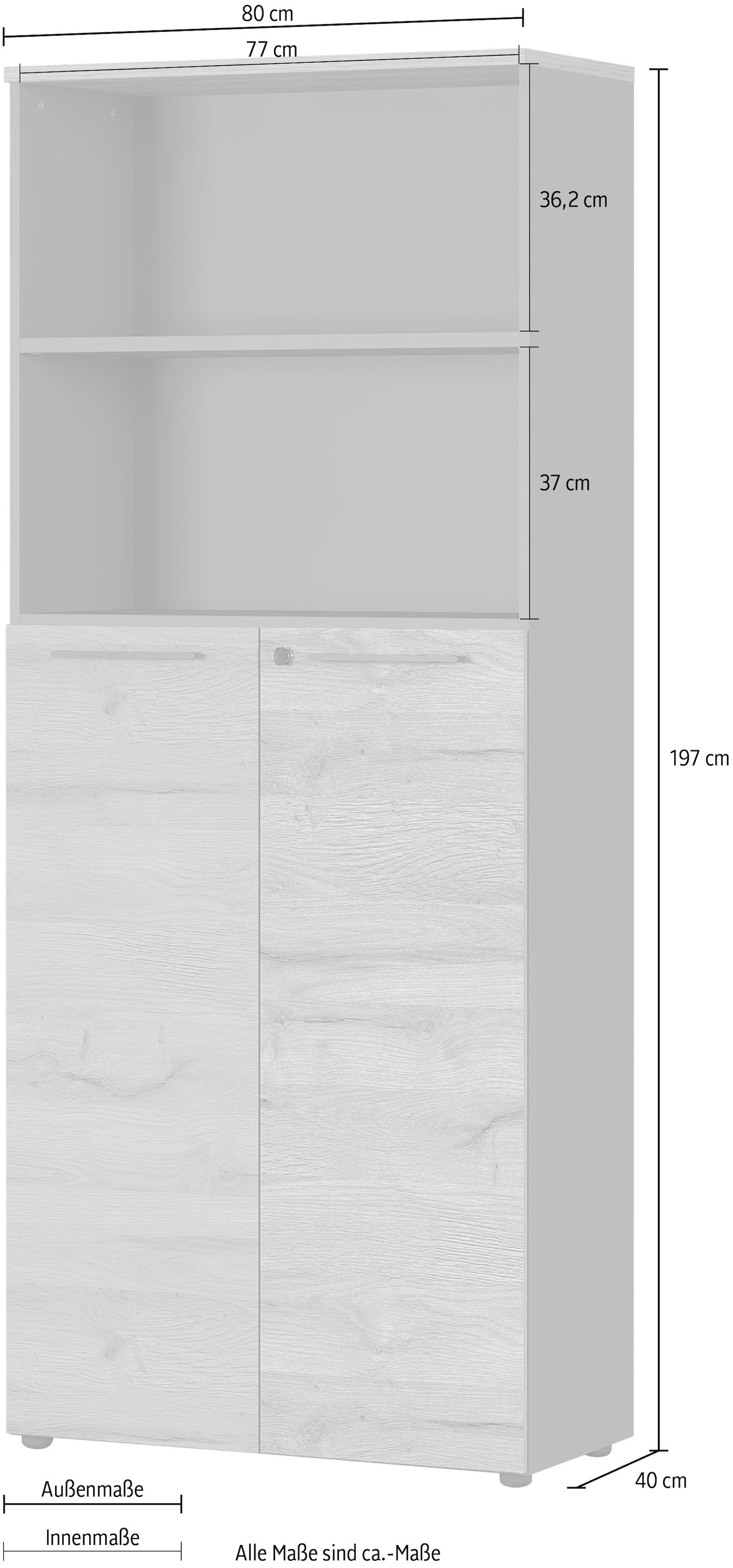 GERMANIA Aktenschrank »GW-Agenda, Mehrzweckschrank, abschliessbar,«, optional mit 2 offenen Fächern, Masse 80x197 cm, Made in Germany