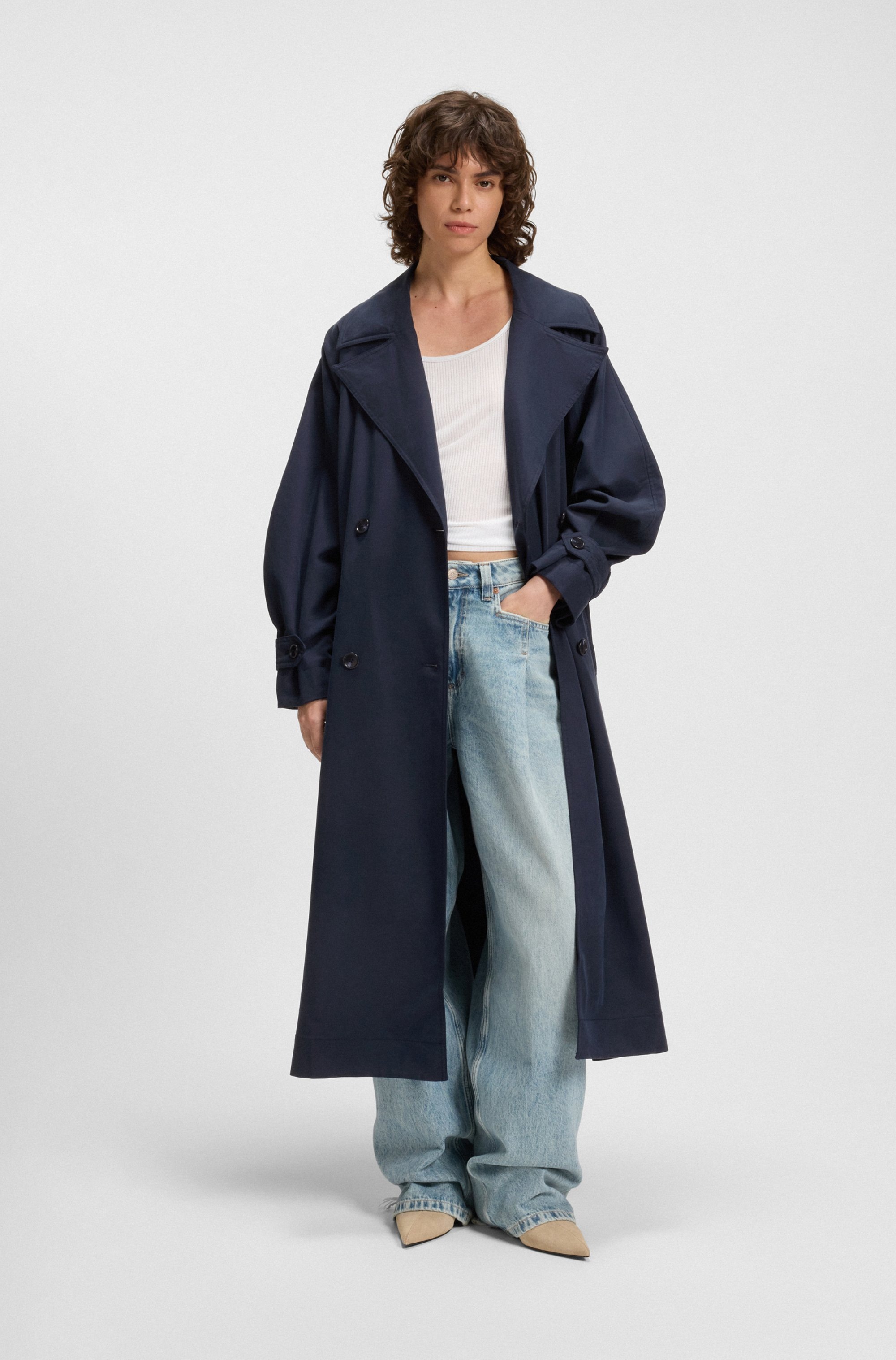 BOSS ORANGE Trenchcoat »Camina Premium Damenmode« Oversize, aus angerautem Gewebe