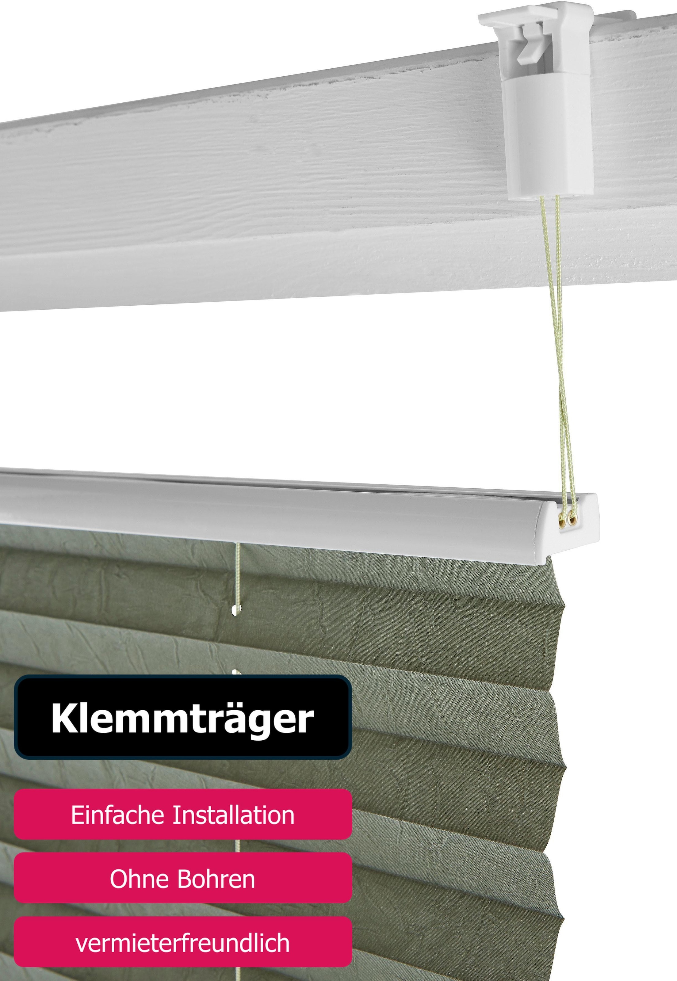 my home Plissee »DAHRA«, Lichtschutz, ohne Bohren, verspannt, im Fixmass, Crushed-Optik