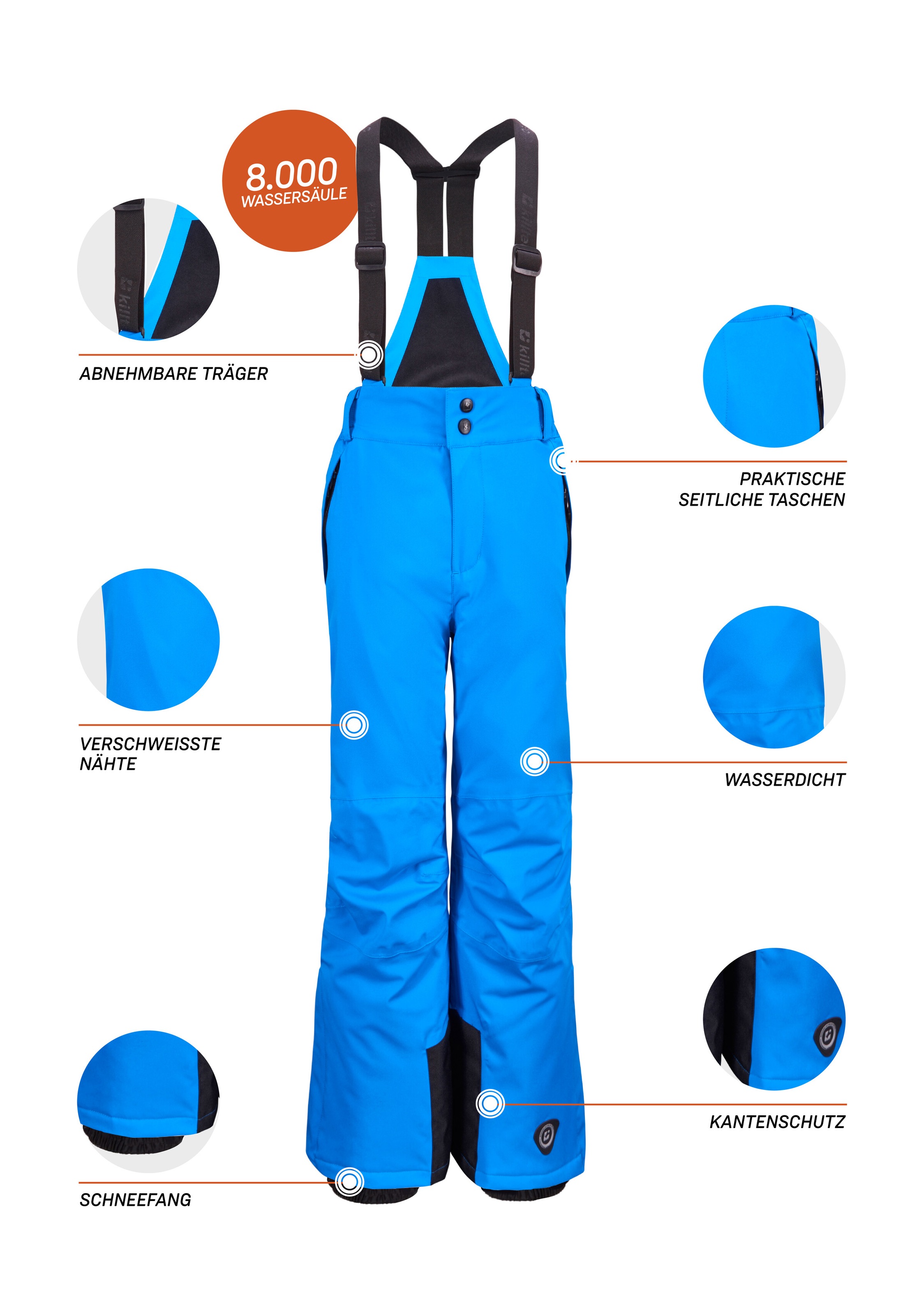 Killtec Skihose »Gauror Jr«, Skihose: 10.000 mm wasserdicht, verstärkt, Schneefang integriert