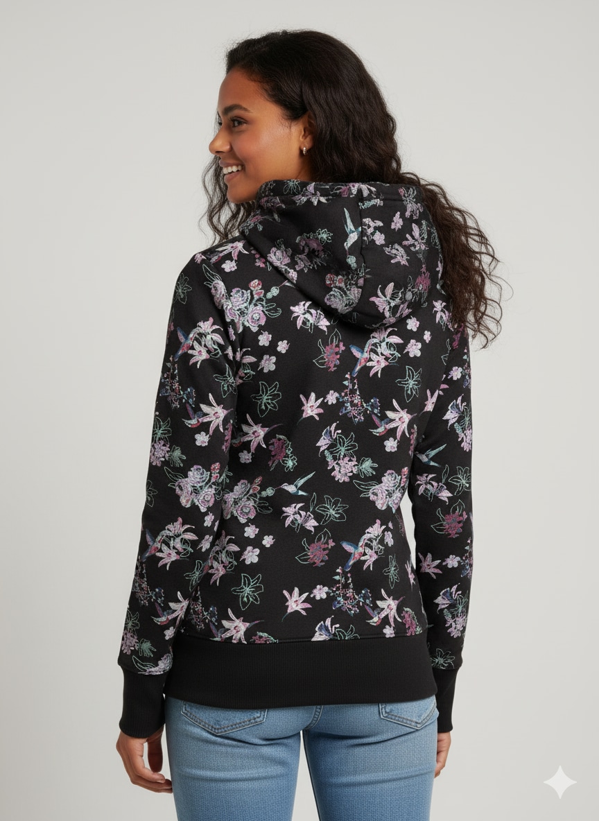 Ragwear Sweatjacke »NESKA ZIP FLOWERS O«, mit extra breiten Bündchen