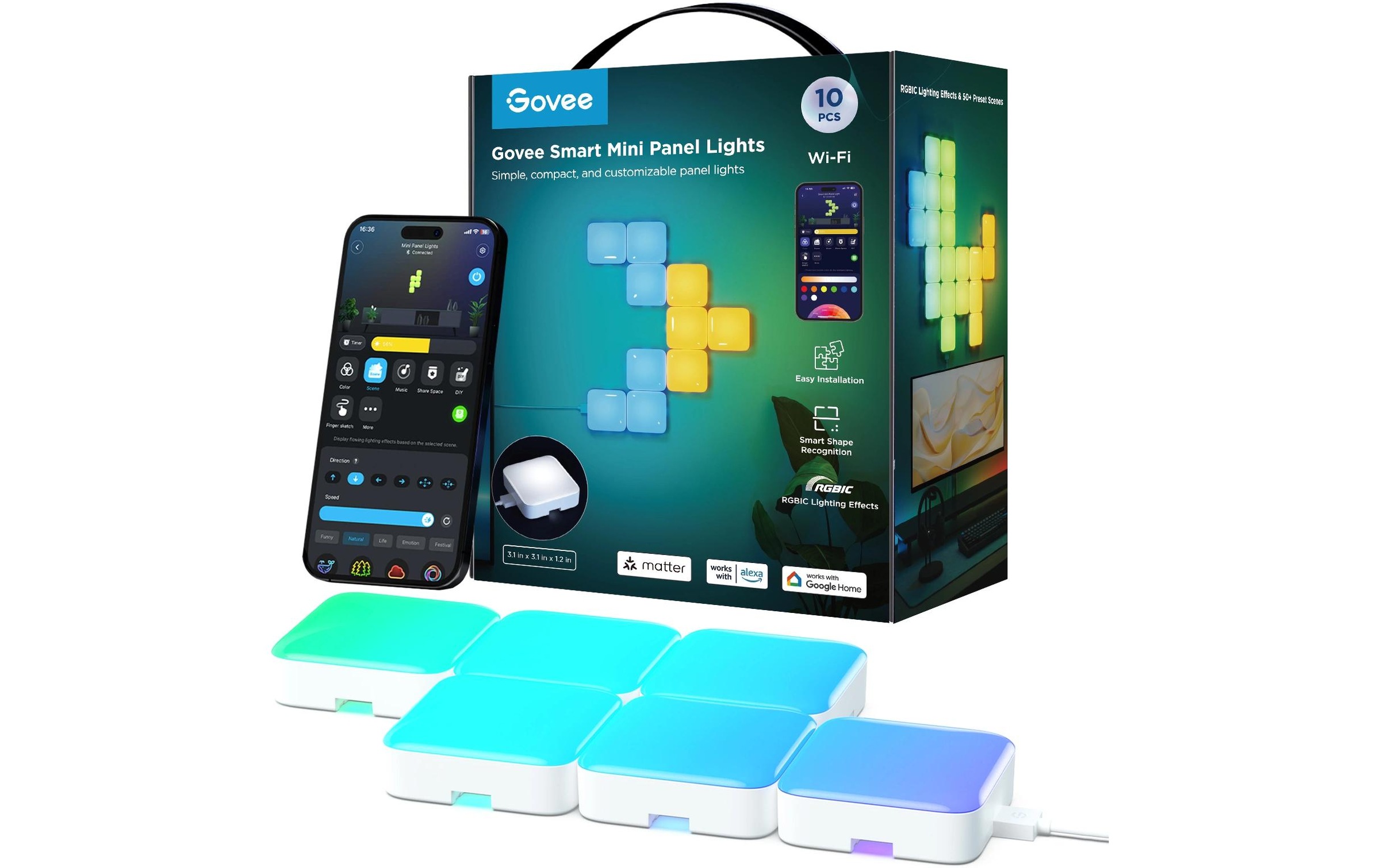 Govee LED Deckenleuchte »Smart Mini Erweiterung, 6er, RGBIC«