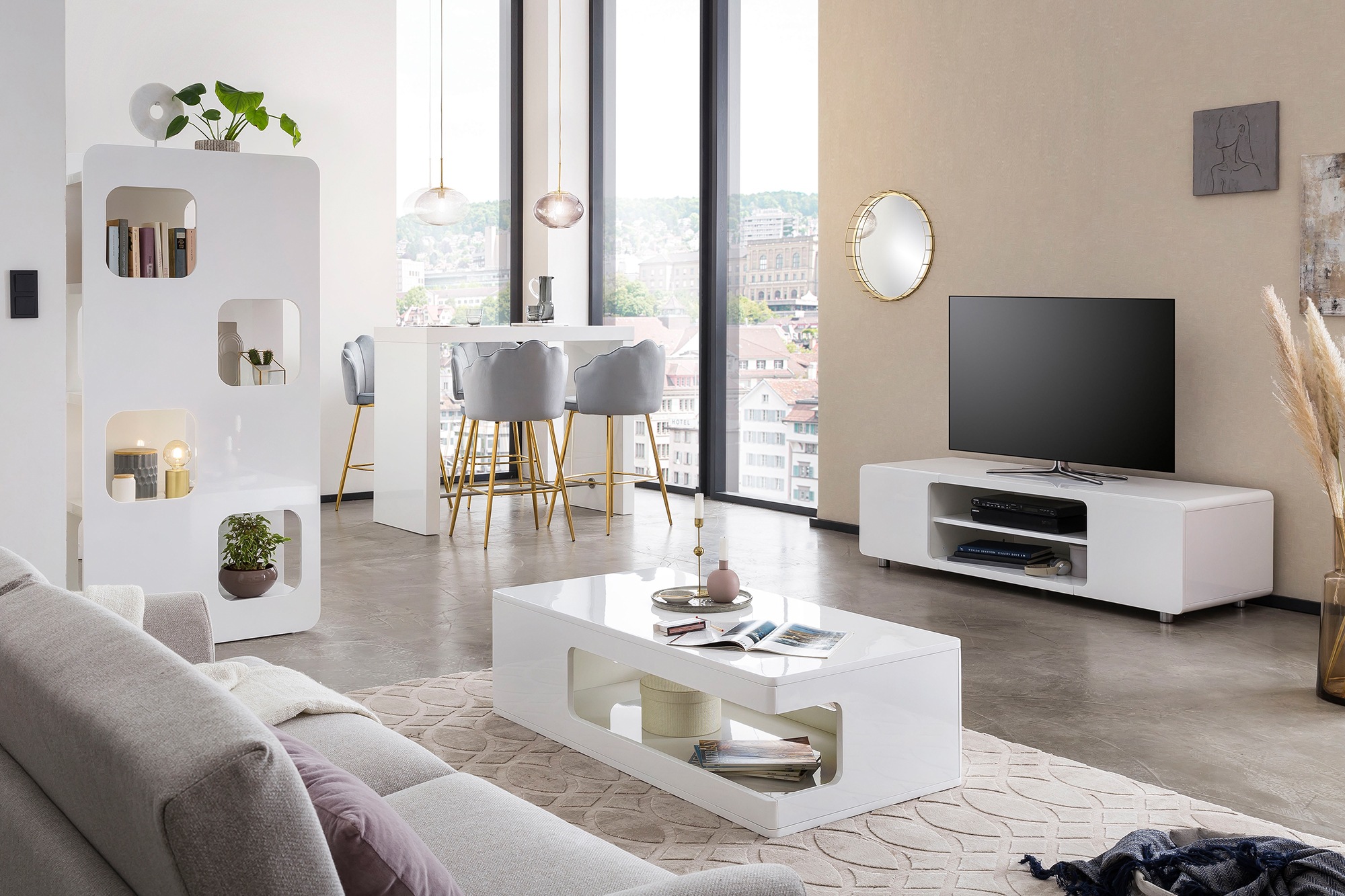 SalesFever Bartisch "Hochtisch im eleganten Stil" Edle Querstrebe in Chromoptik aus rostfreiem Stahl