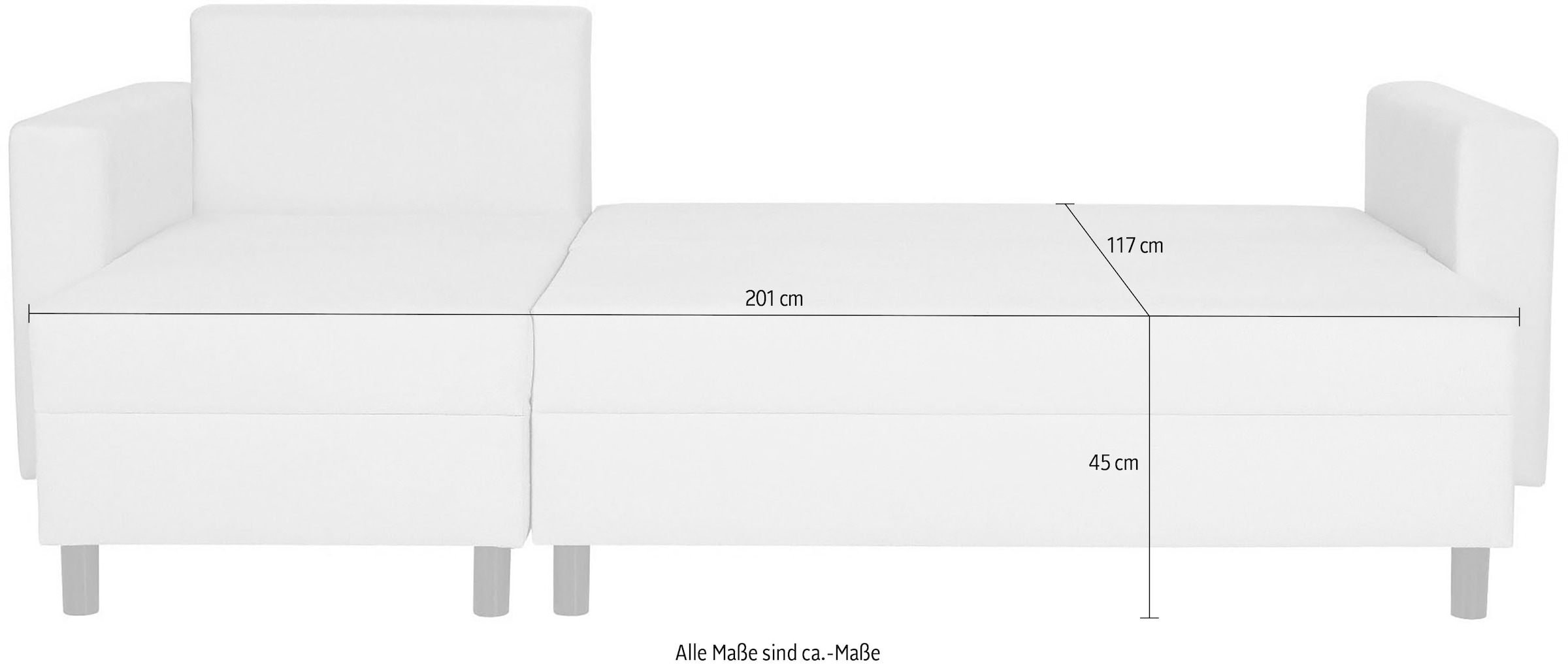 INOSIGN Ecksofa »GLENOE Schlafsofa mit Bettkasten, Recamiere beidseitig montierbar«, L-Form, Masse B/T/H: 230/135/84,5 cm, Velvet & Struktur weich