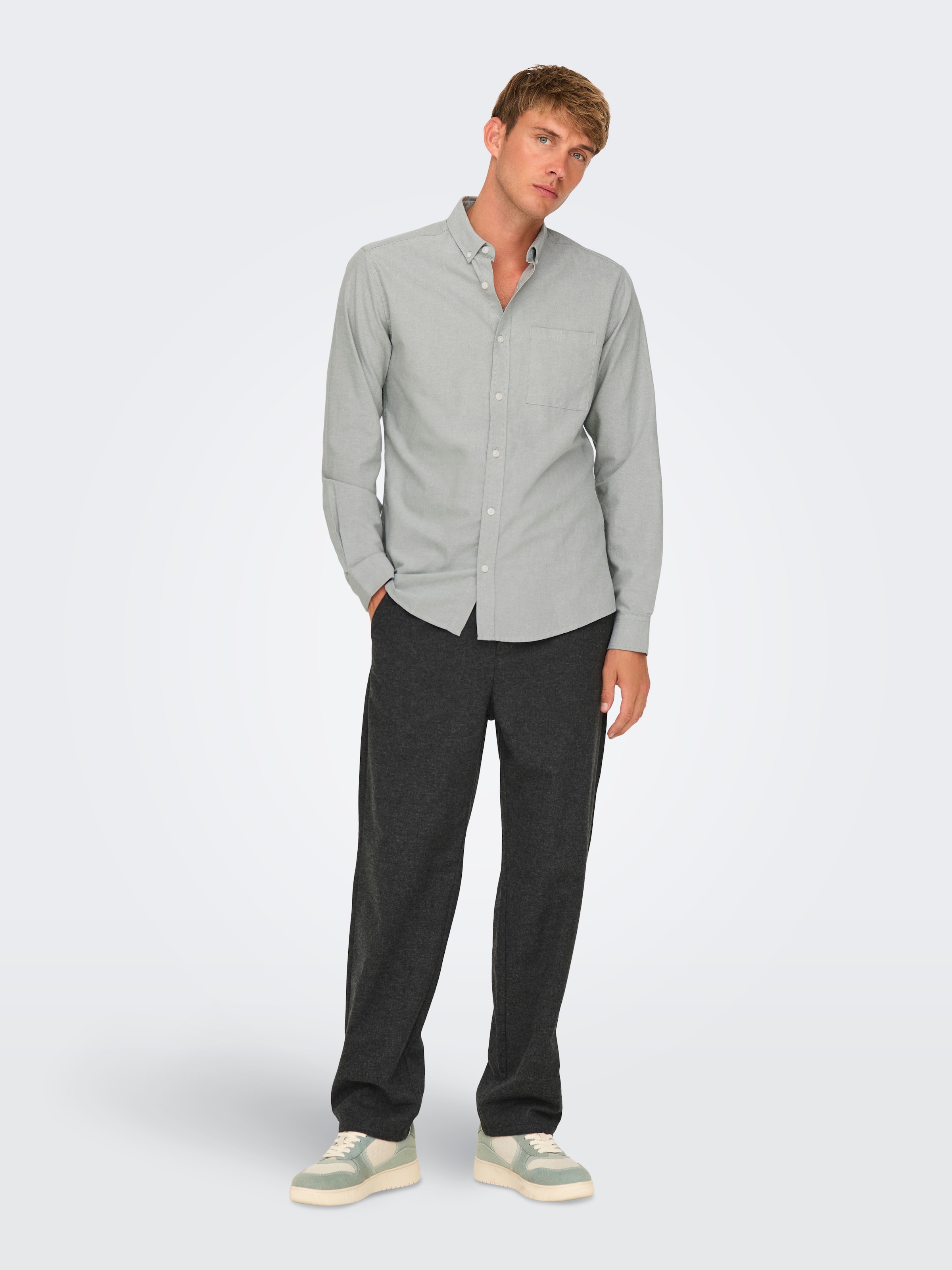 ONLY & SONS Langarmhemd »ONSALVARO SLIM LS OXFORD SHIRT NOOS«