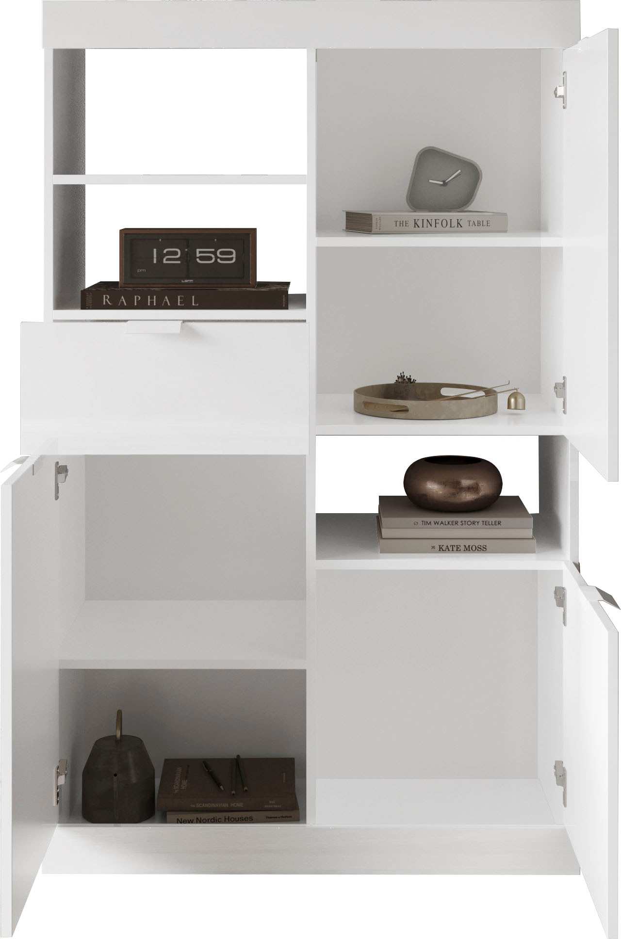 INOSIGN Highboard »Slim«, Breite 91 cm, weiss Hochglanz Lack