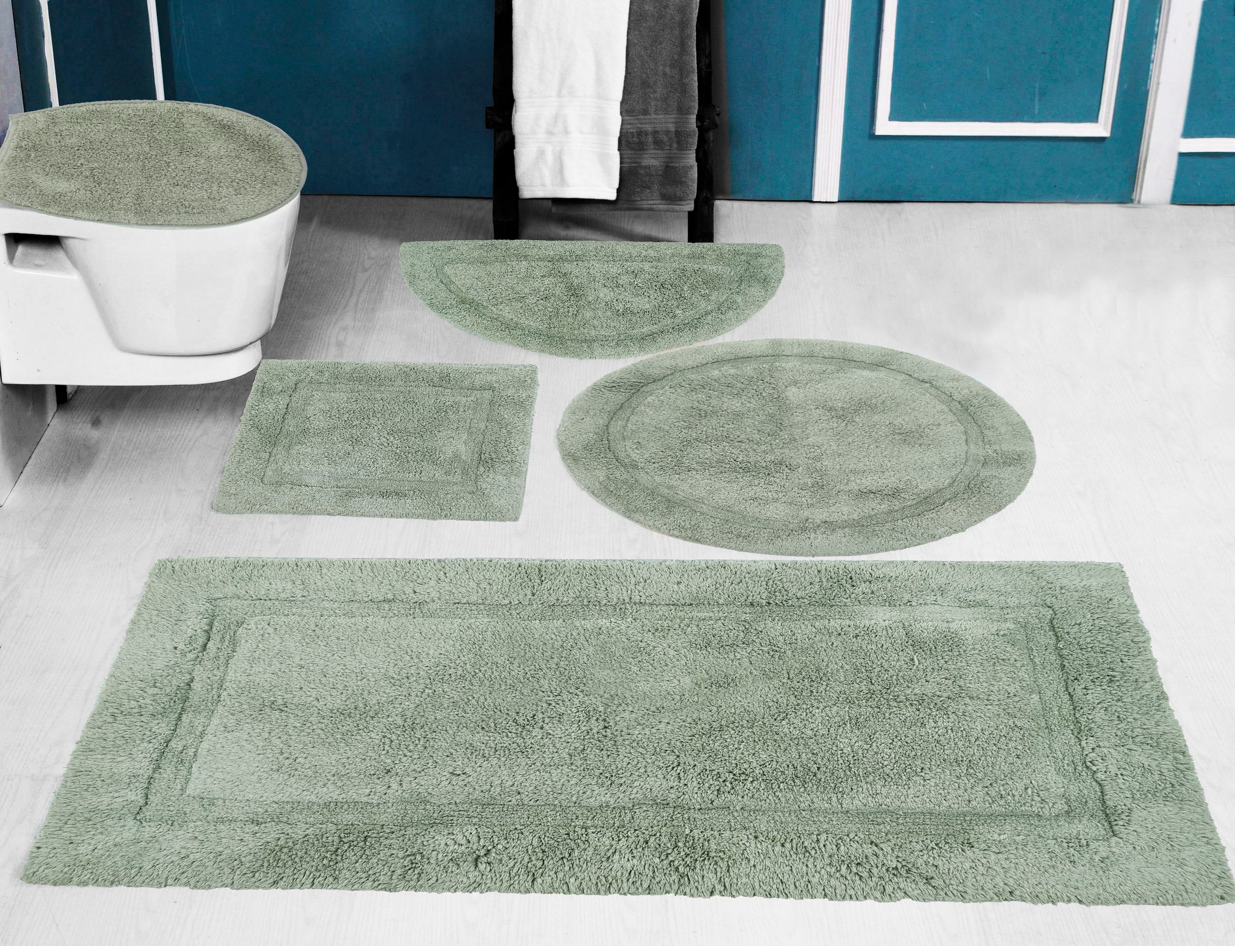 GOODproduct Badematte »Leni«, rutschhemmend beschichtet, fussbodenheizungsgeeignet-strapazierfähig, Hoch-Tief-Effekt, mit Bordüre, auch als 3 teiliges Set erhältlich