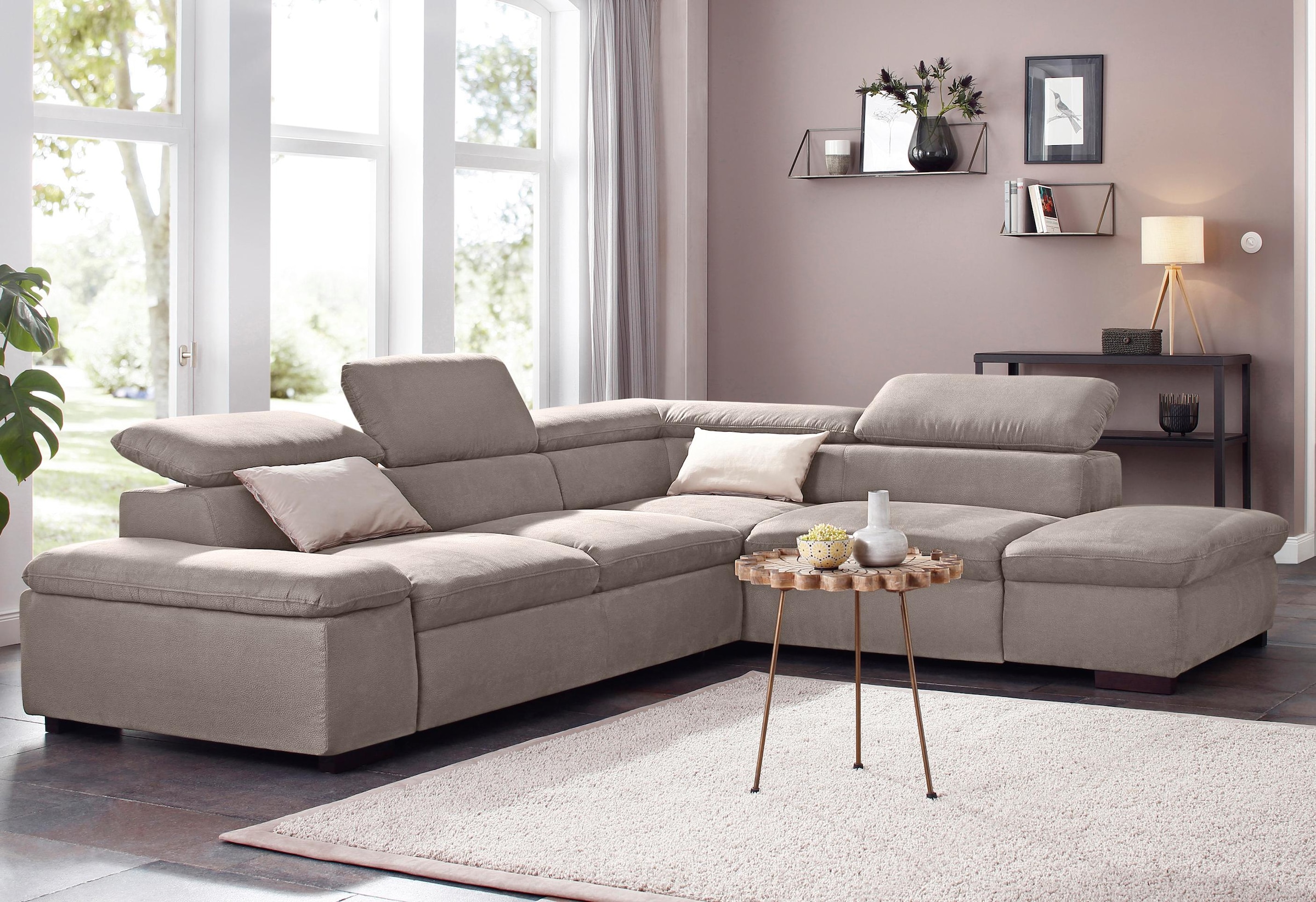Home affaire Ecksofa »Alberto L-Form«, mit Kopfteilverstellung, wahlweise mit Bettfunktion